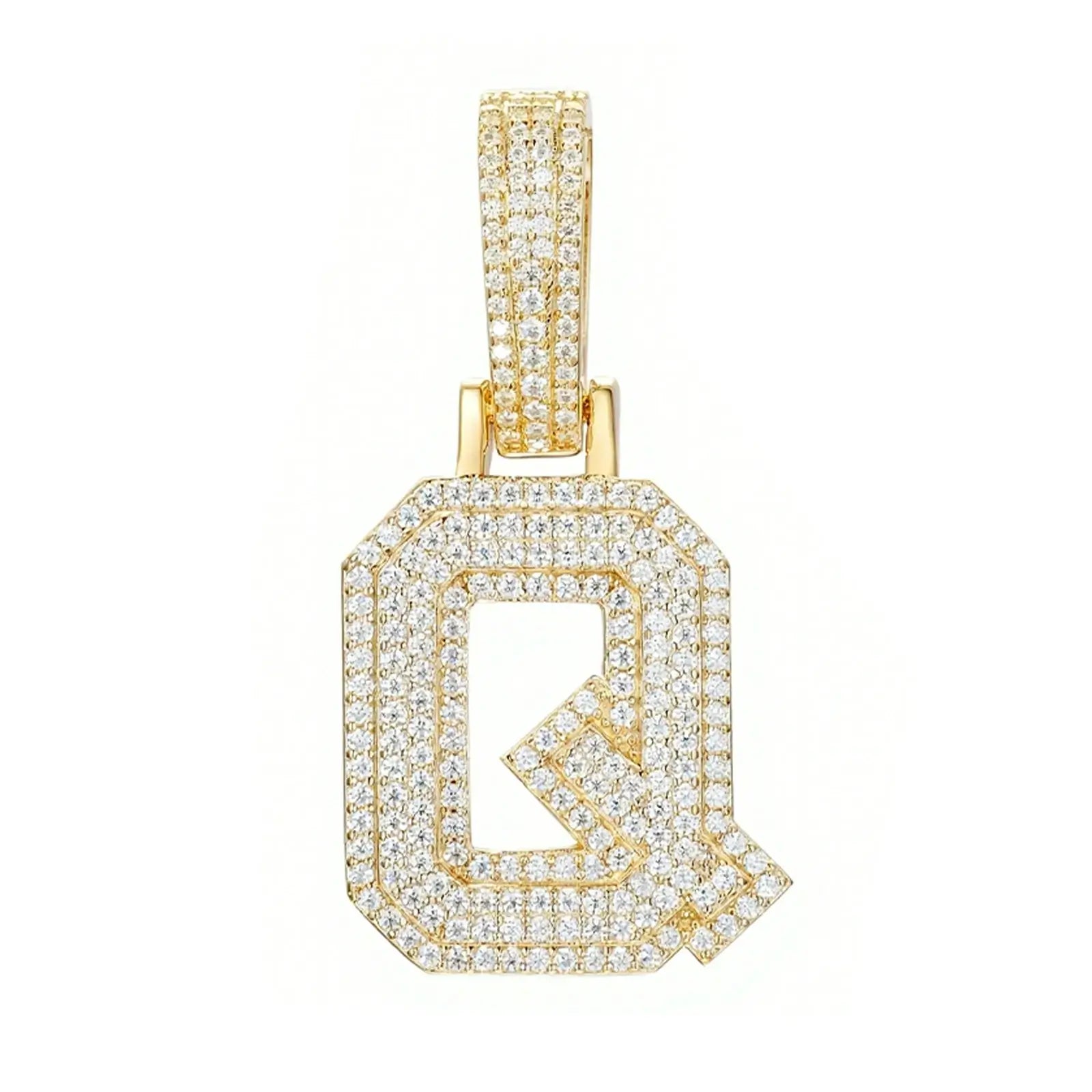 moissanite letter q pendant - gold