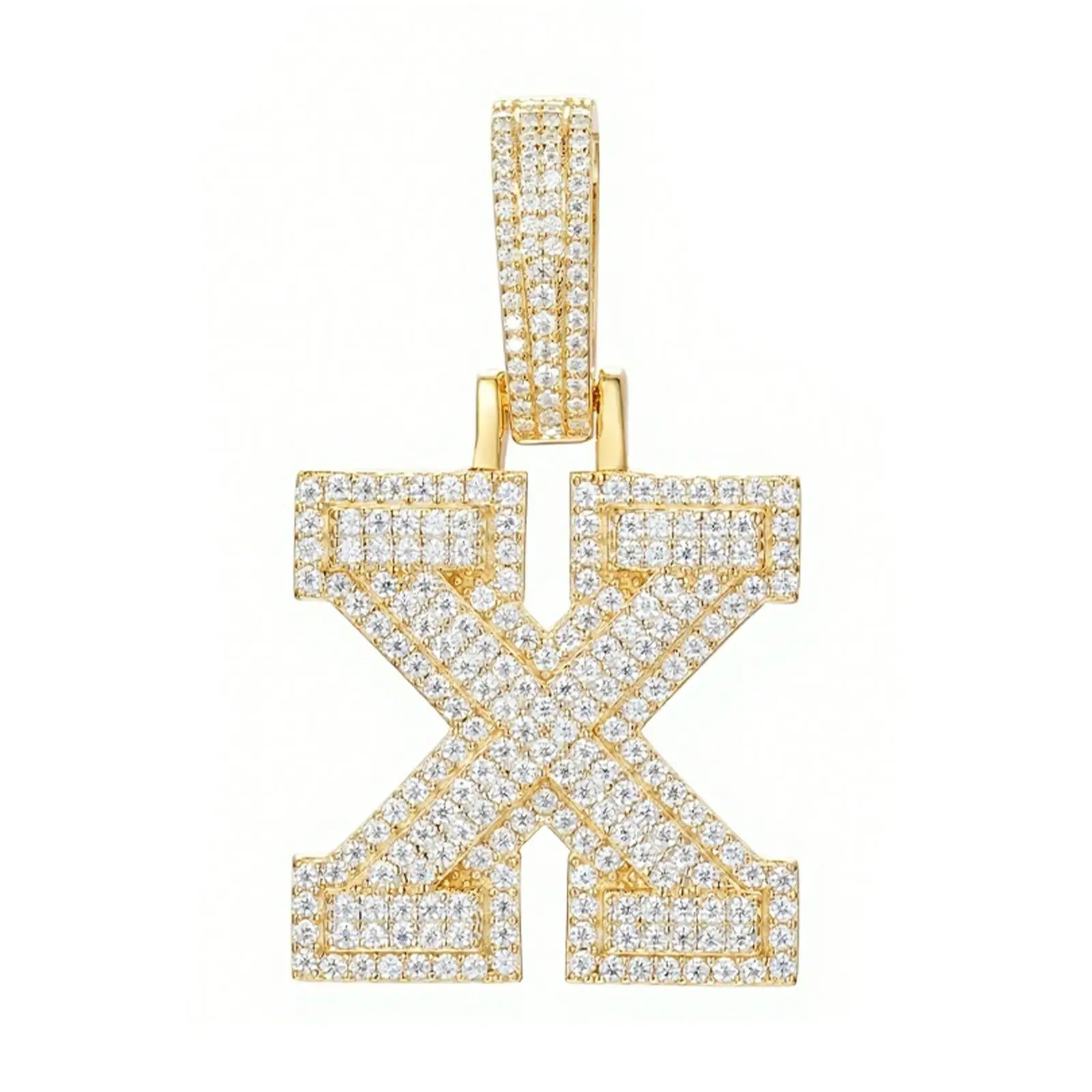 moissanite letter x pendant - gold