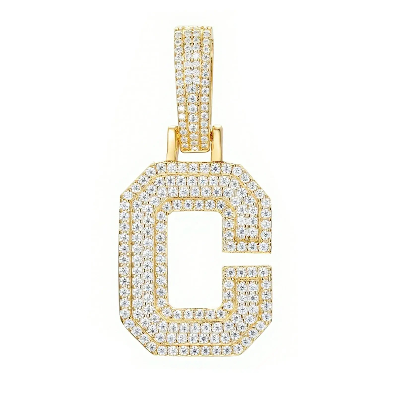 moissanite-letter-c-pendant - gold