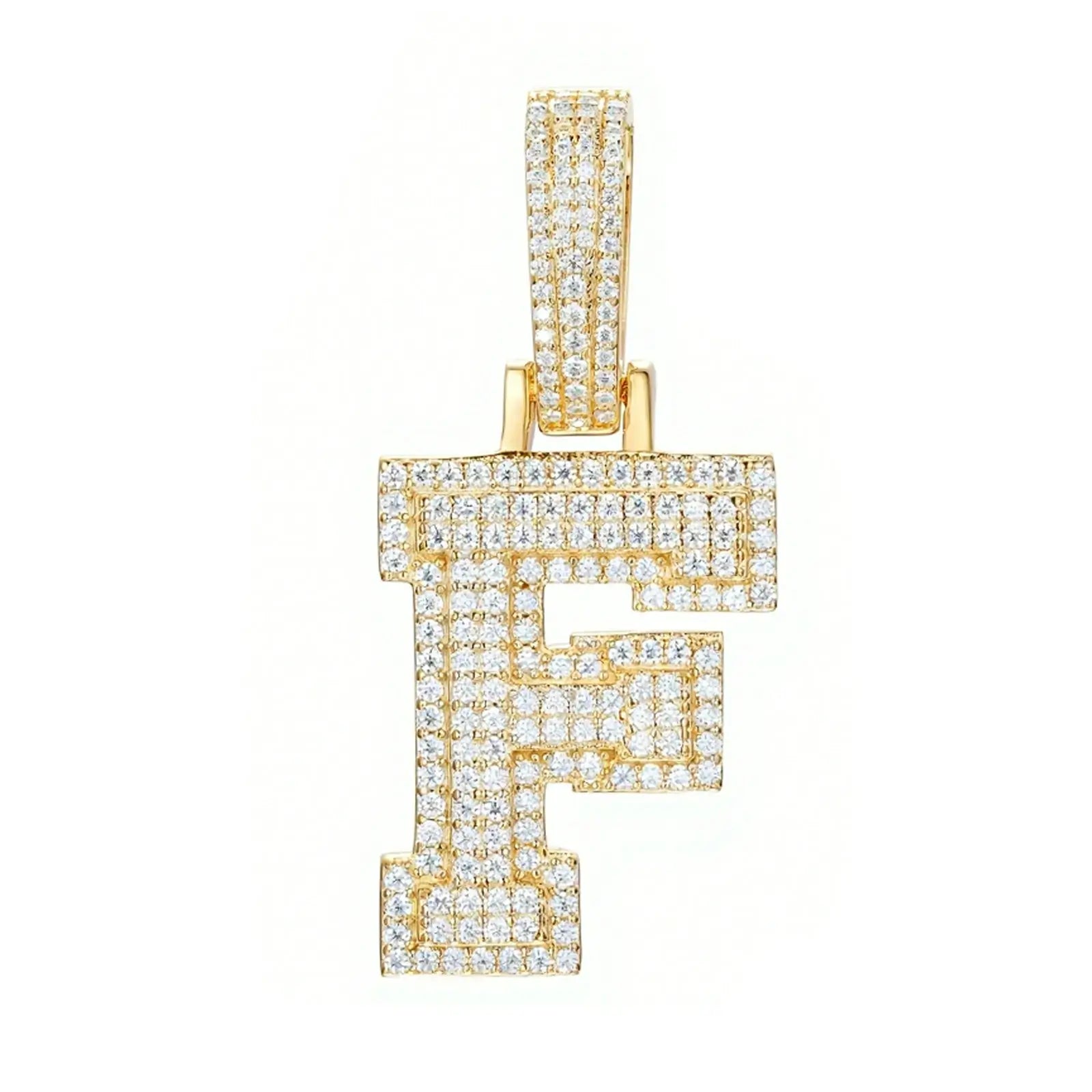 moissanite letter f pendant - gold