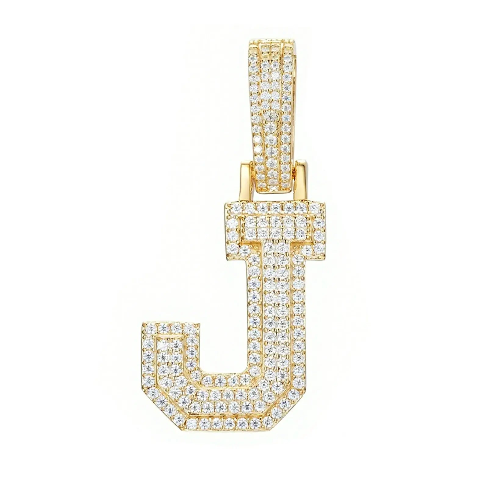 moissanite letter j pendant - gold