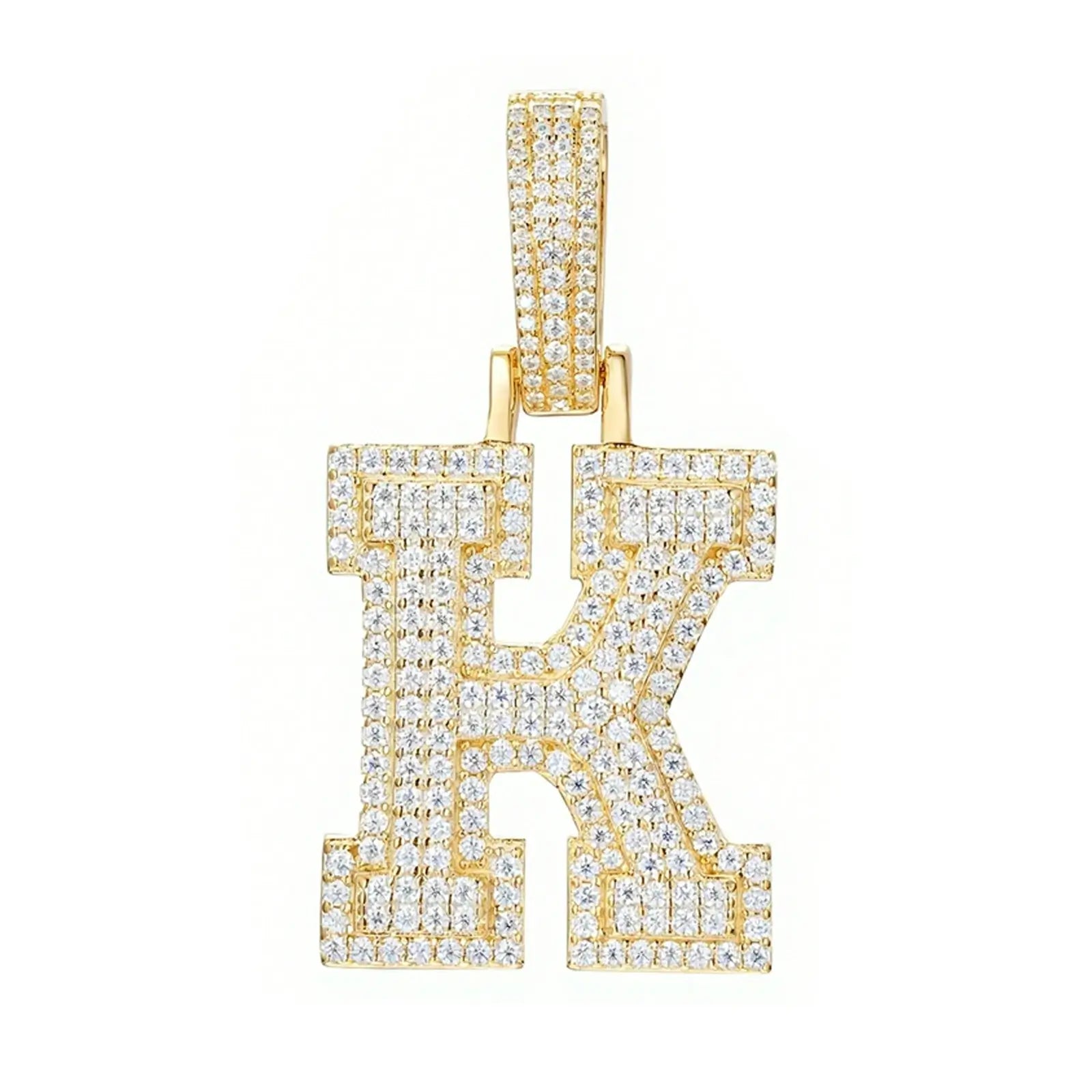 moissanite letter k pendant - gold