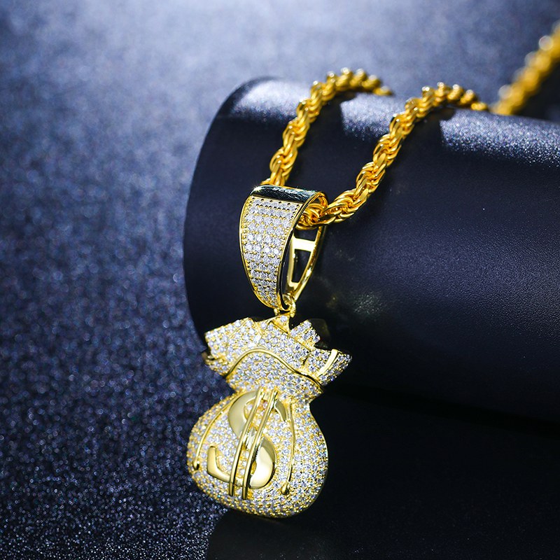 money bag gold pendant