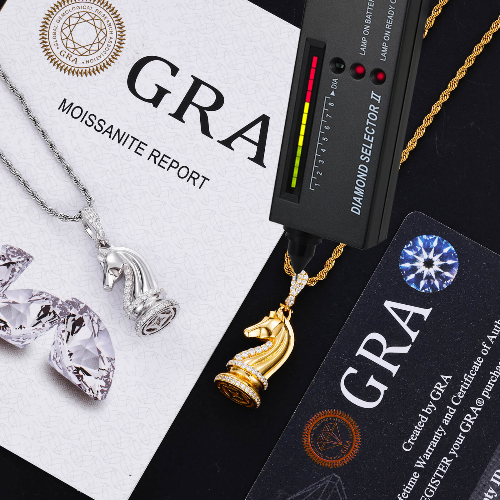 S925 Moissanite Knight Horse Pendant