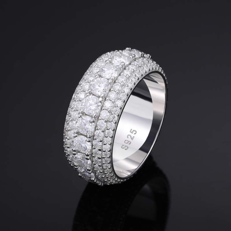 Moissanite Band Ring | 5-Row Wedding Band | White Gold & Gold
