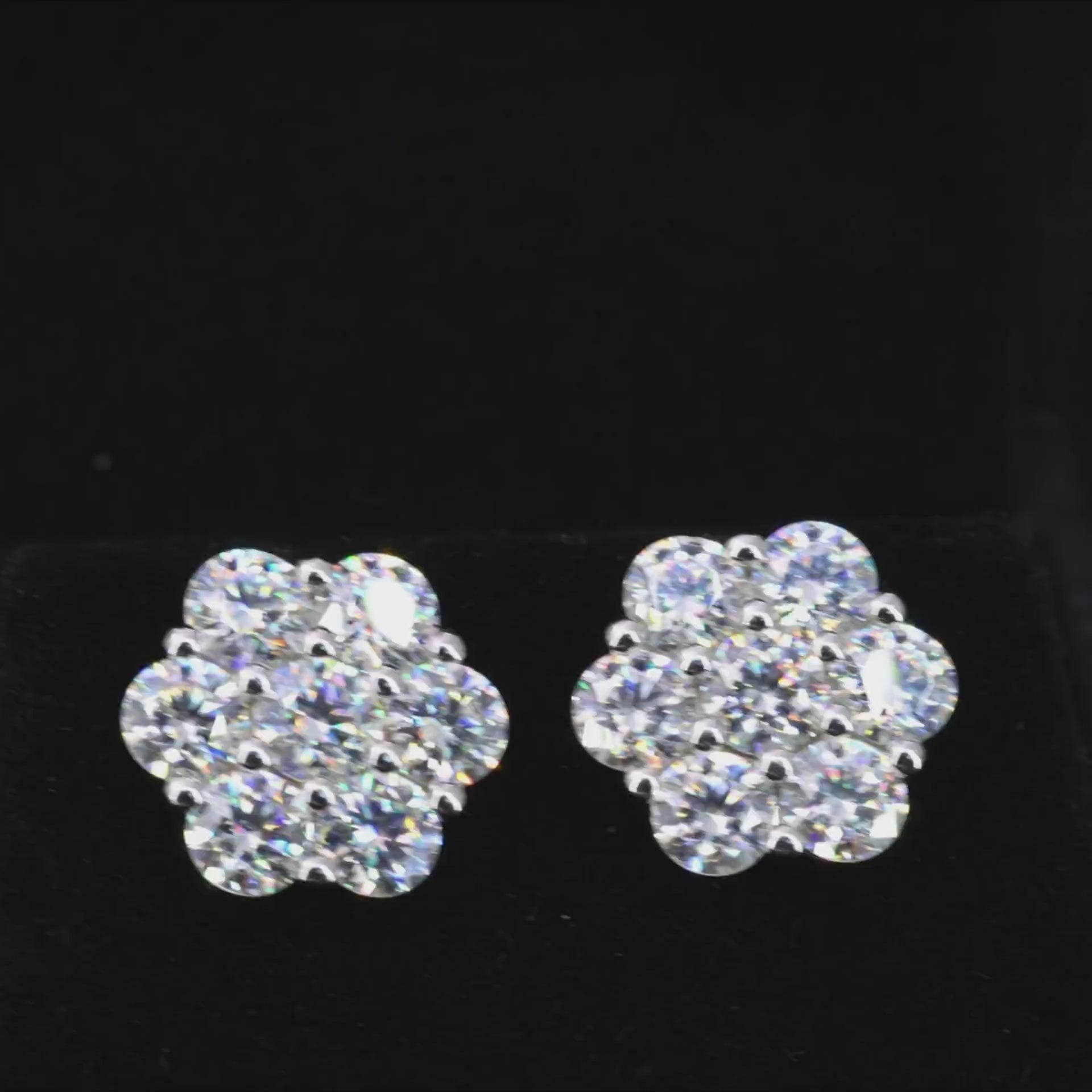 S925 Moissanite Floral Radiance 7-Stone Flower Stud Earrings