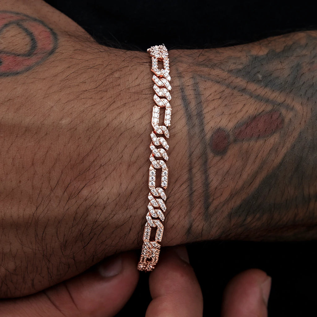 6mm S925 Moissanite Figora Cuban Link Bracelet Model Show