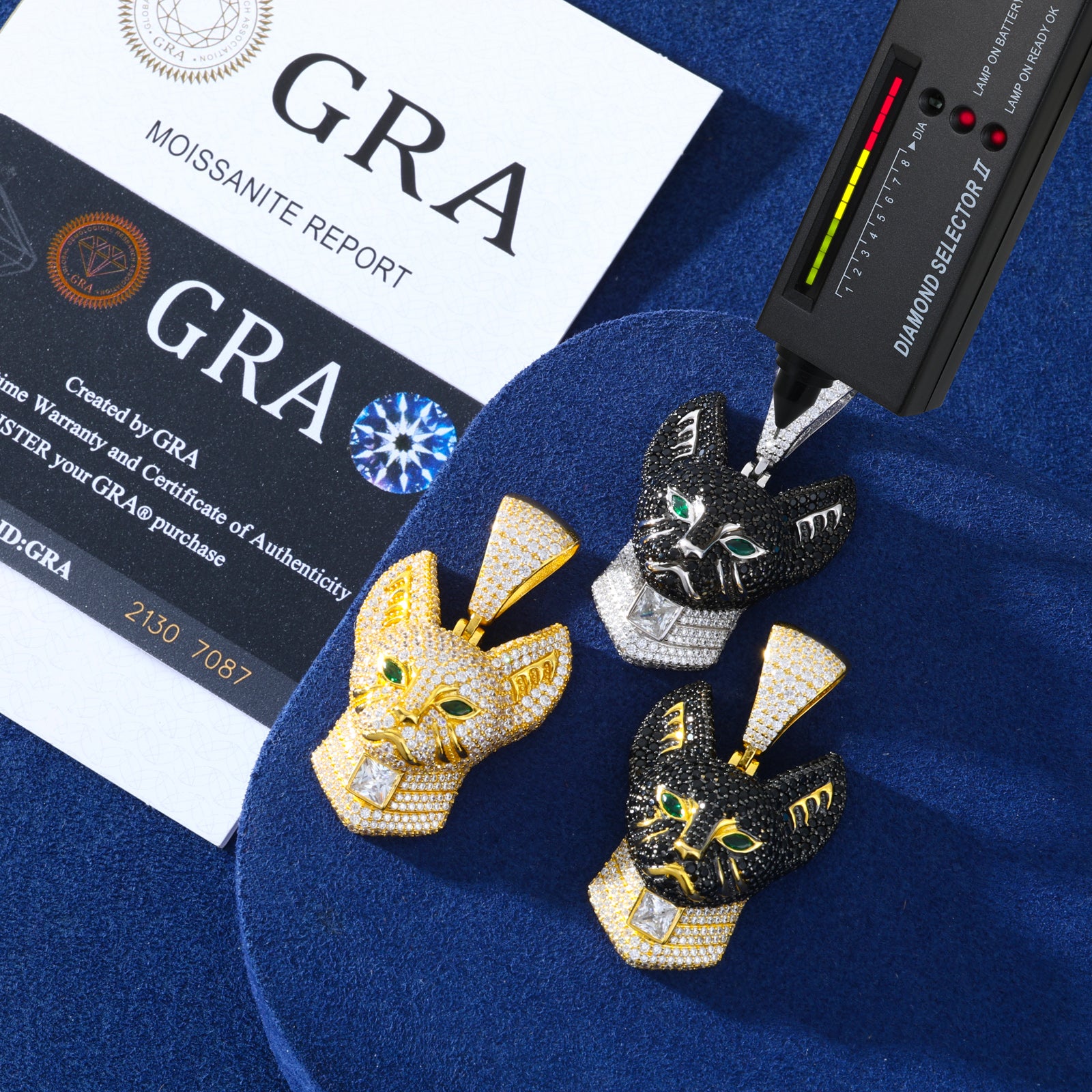 S925 Moissanite Egyptian Guardian Cat Pendant