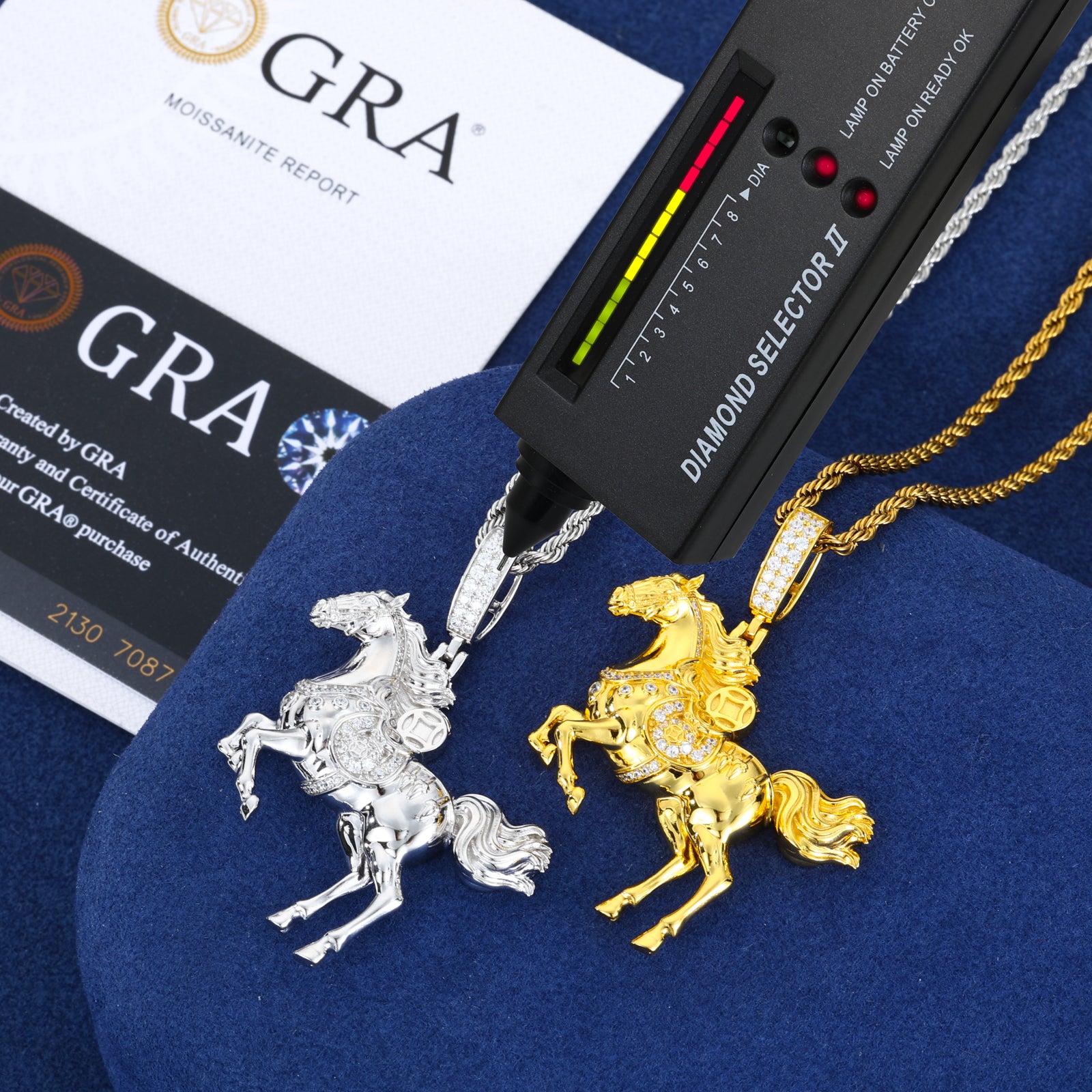 S925 Moissanite Leaping Horse Pendant