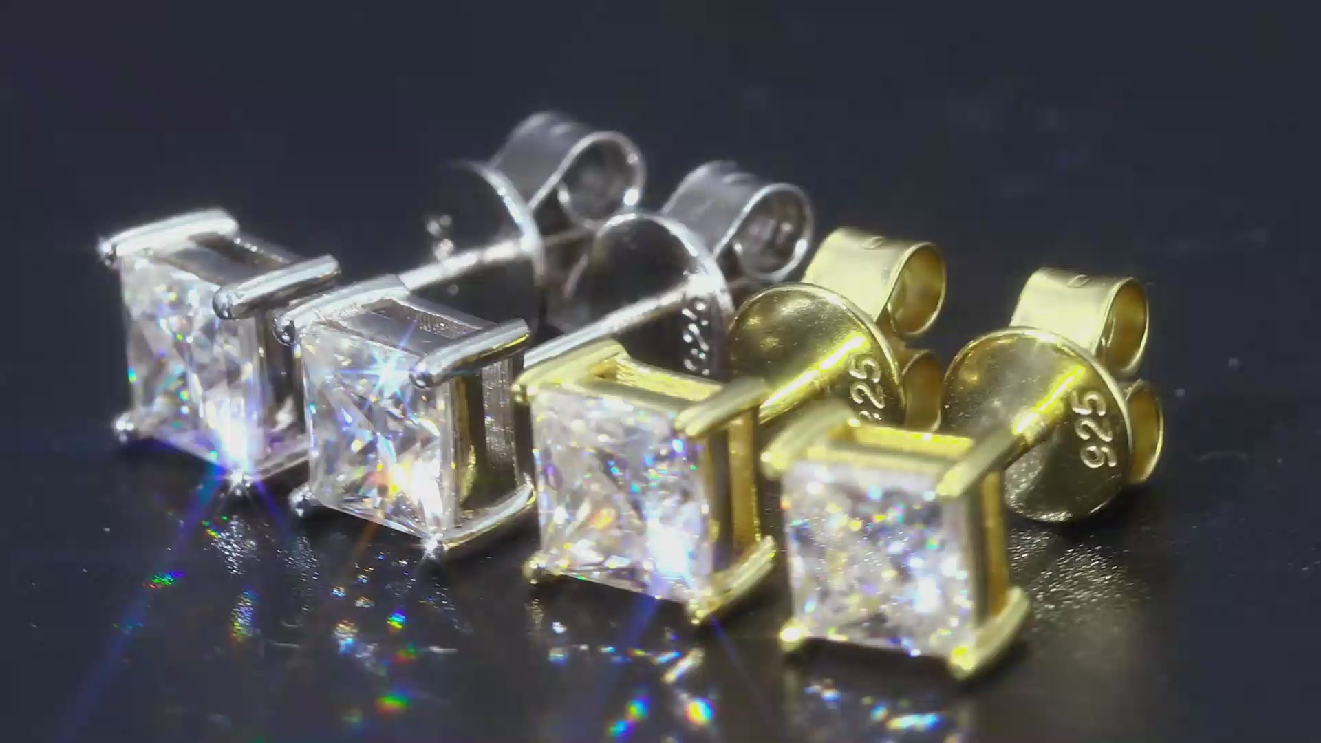 princess cut stud earrings