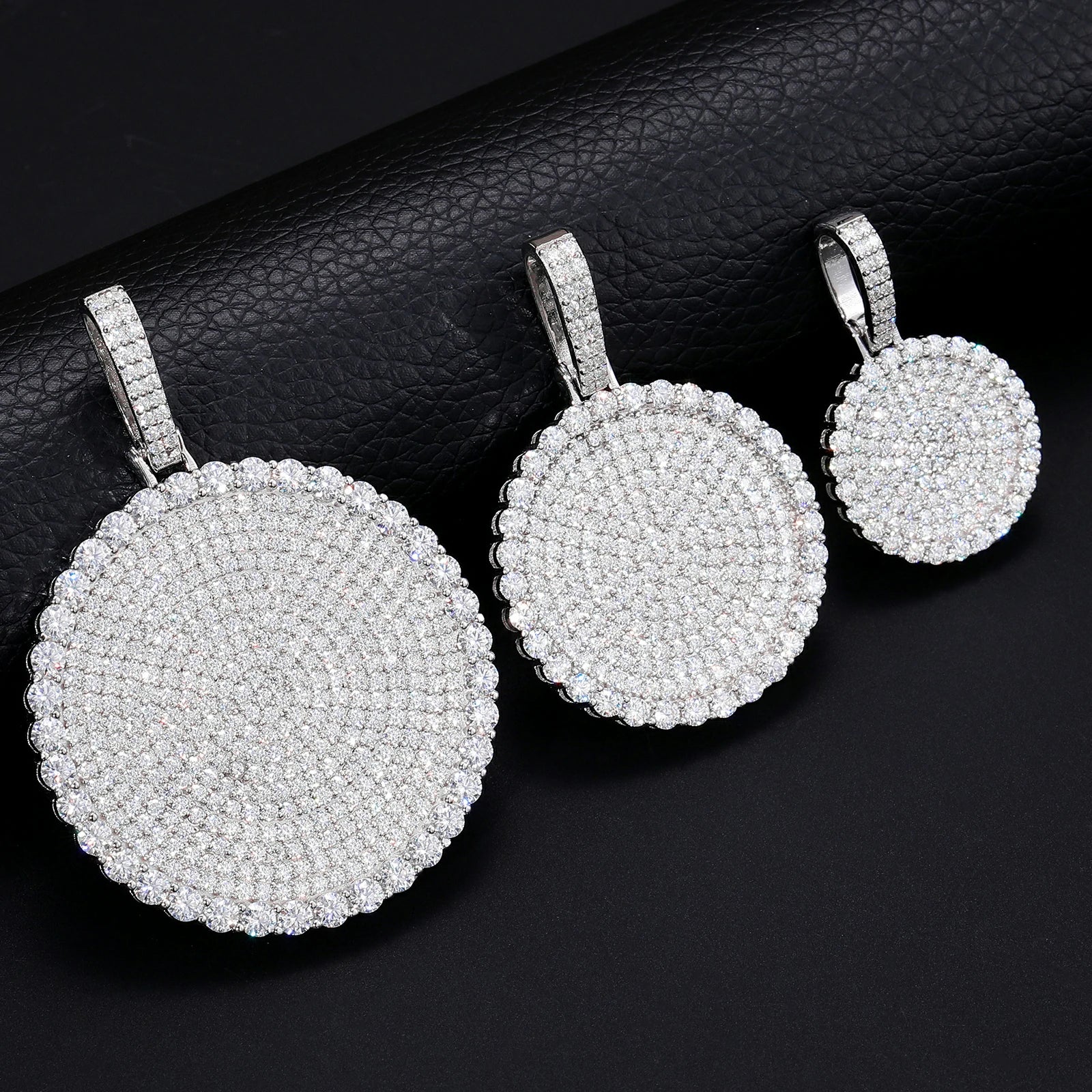 S925 Moissanite Round Dog Tag Pendant