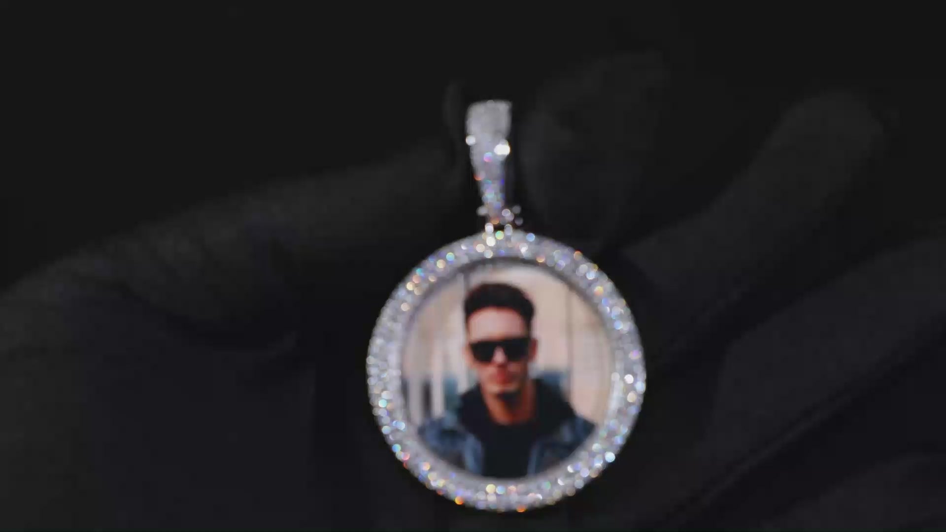 38mm 2 Row Round Photo Pendant