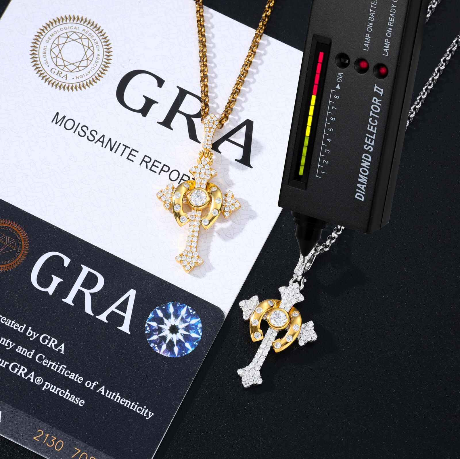 S925 Moissanite Horseshoe Scepter Pendant