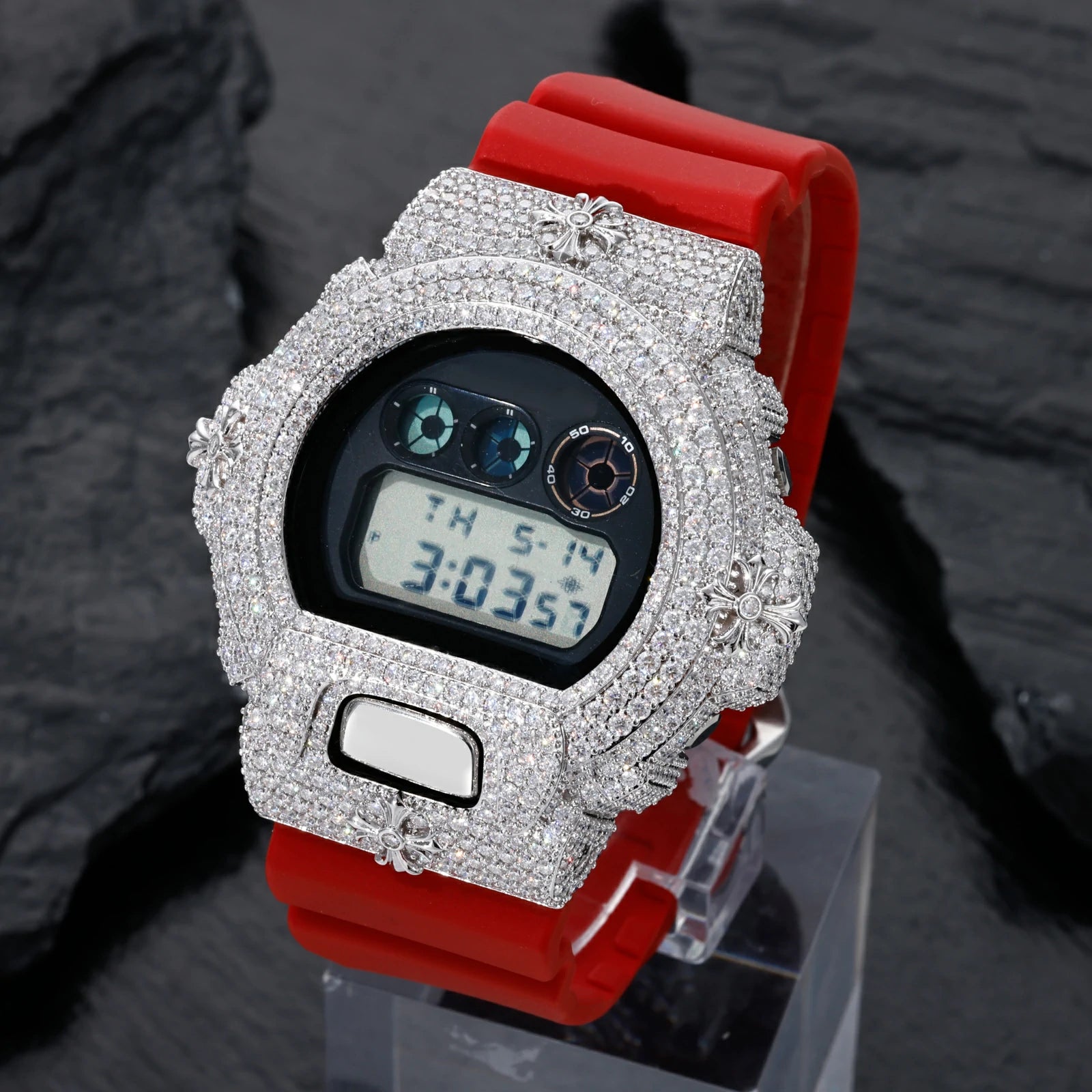 S925 Moissanite Chrome Cross Watch Case - DW6900