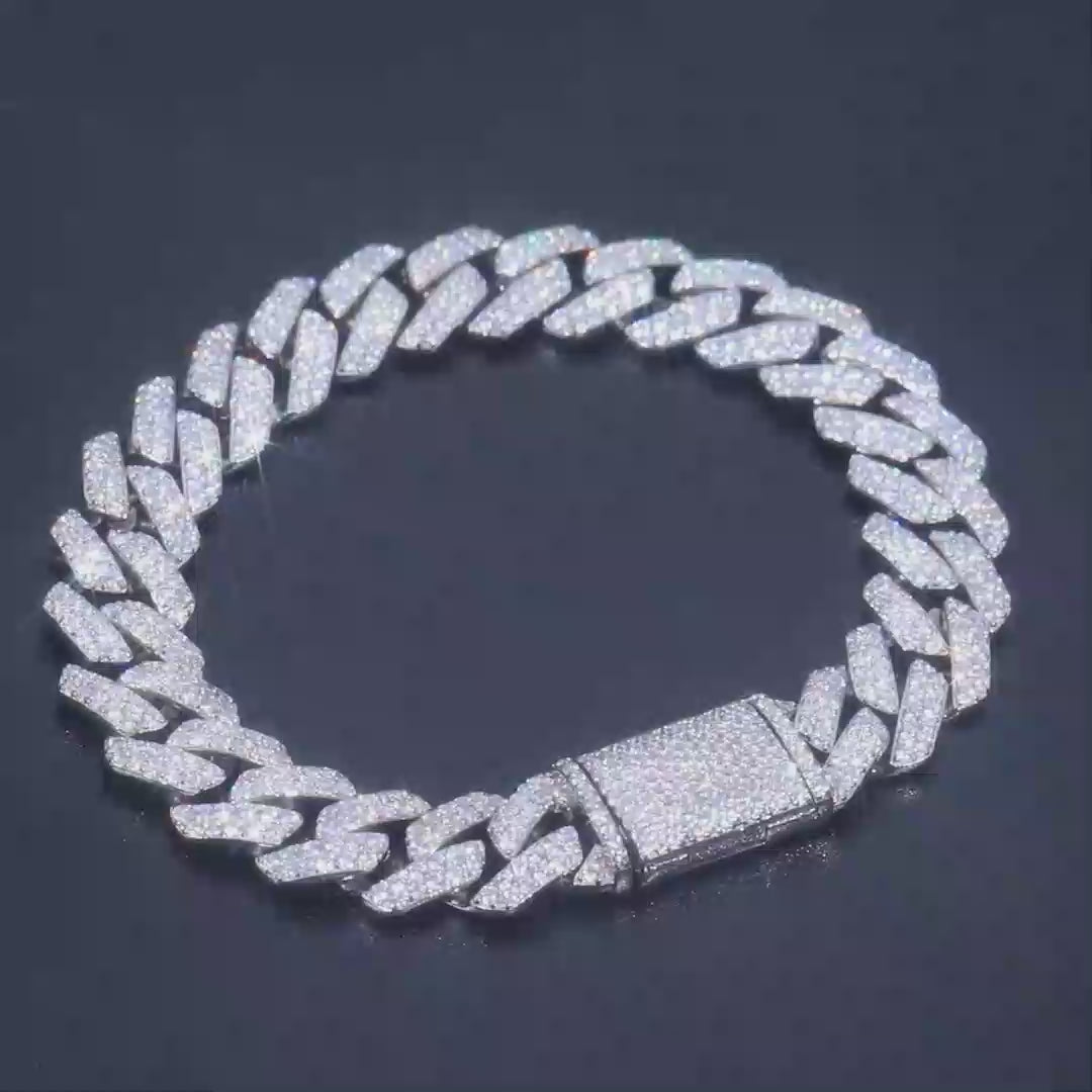 12mm S925 2 Rows Cuban Link Bracelet