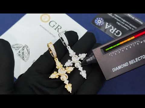 S925 Moissanite Cross Pendant With Letter S