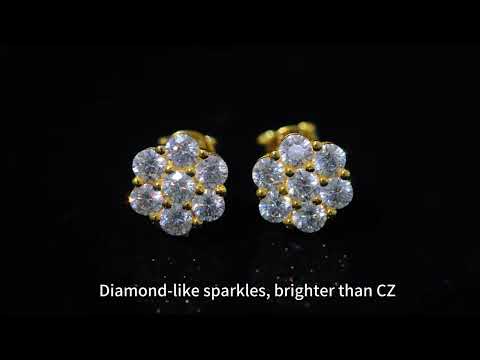 S925 Moissanite Floral Radiance 7-Stone Flower Stud Earrings