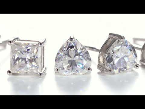 Princess Cut Moissanite Solitaire Stud Earrings