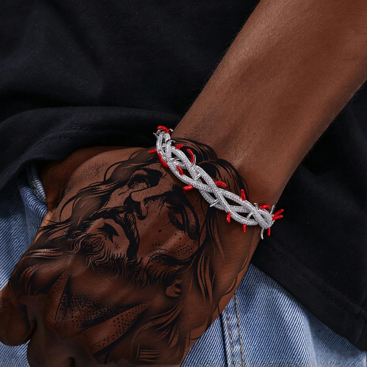 S925 Moissanite Enamel Plated Crown of Thorns Bangle