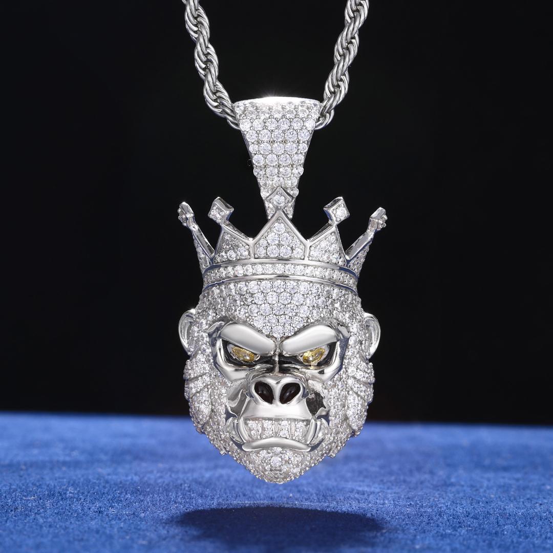 S925 Moissanite Gorilla King Pendant