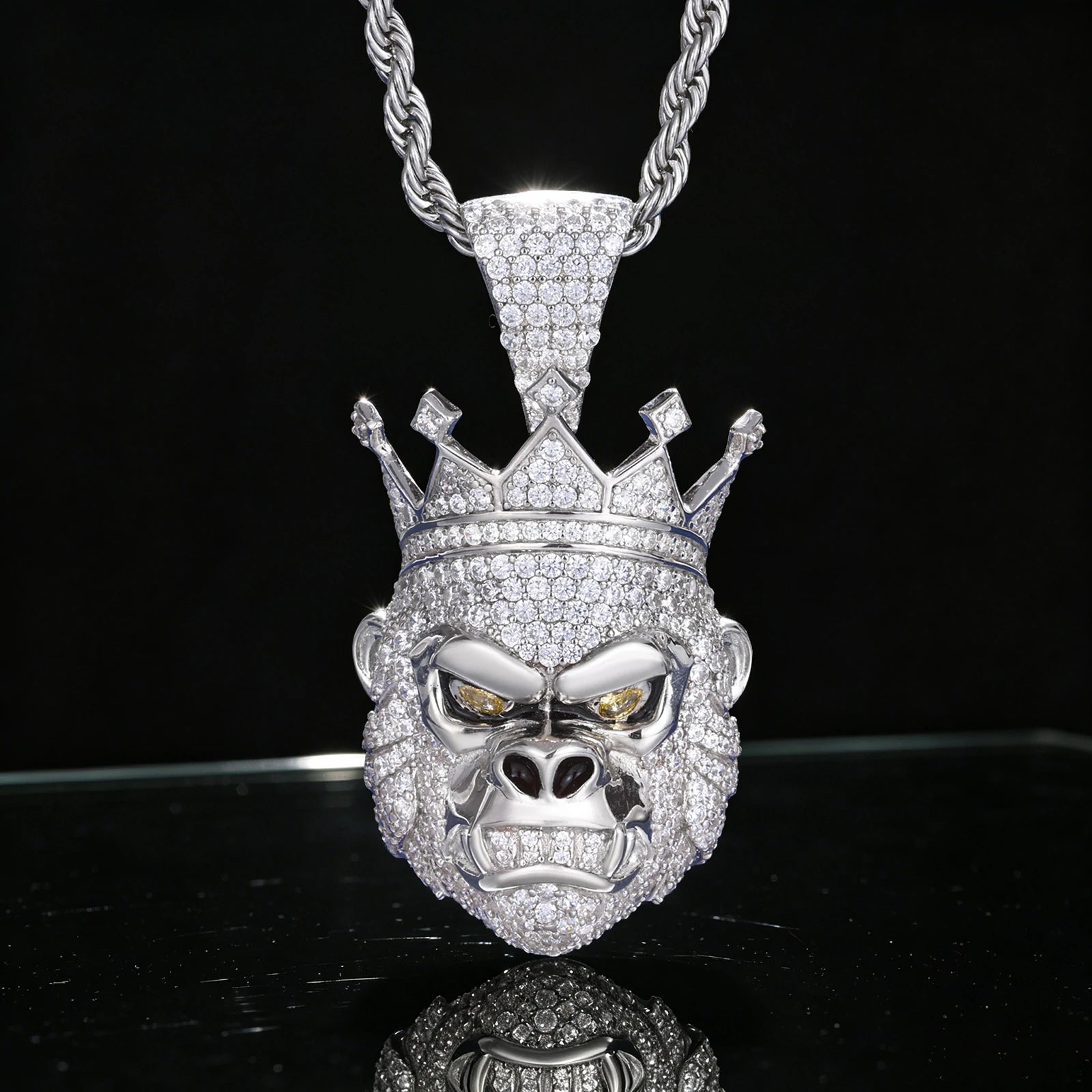 S925 Moissanite Gorilla King Pendant