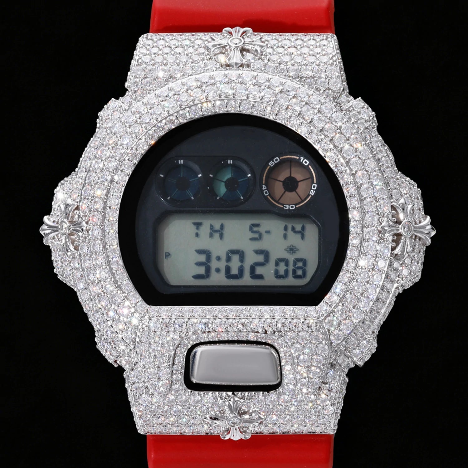 S925 Moissanite Chrome Cross Watch Case - DW6900 SERIES