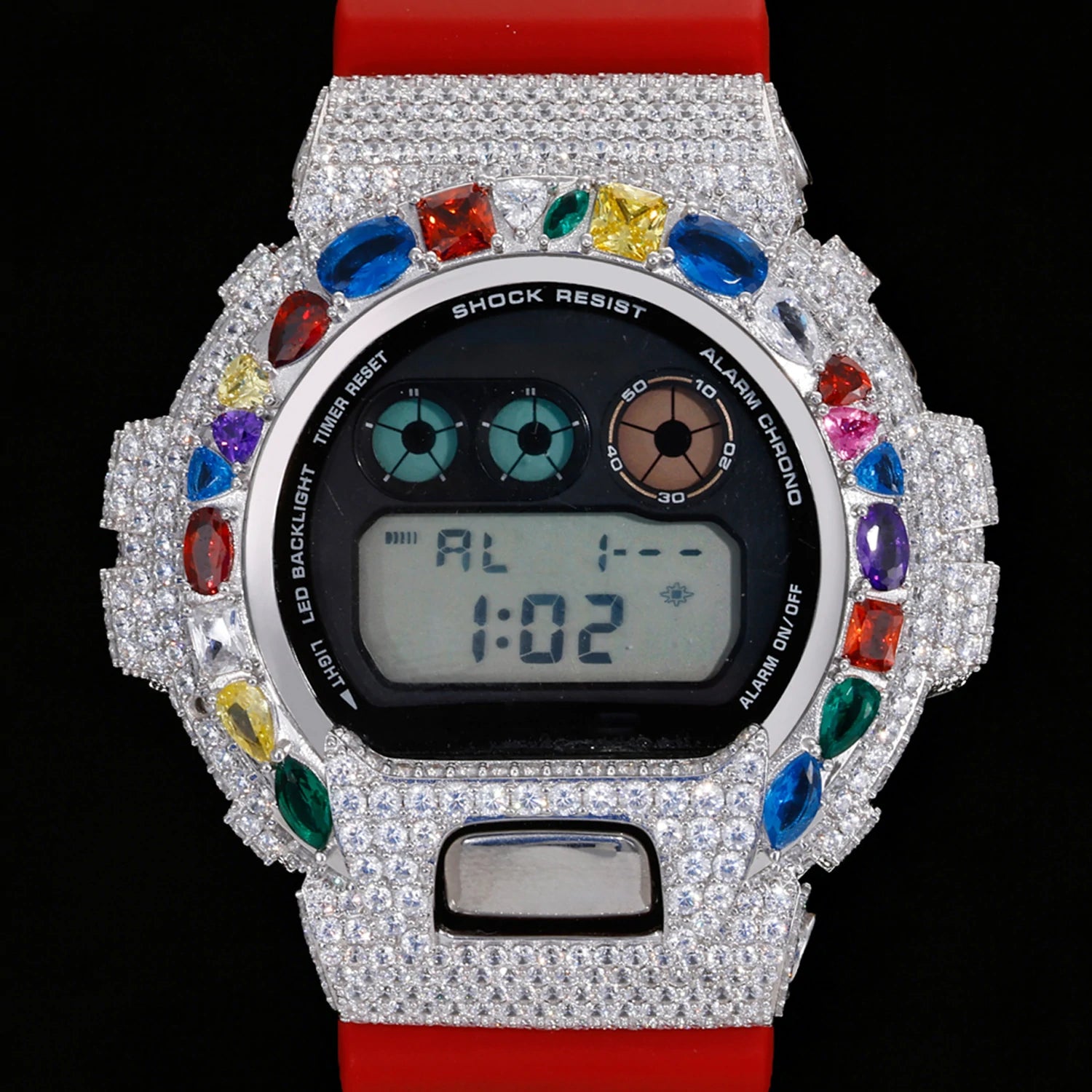 S925 Moissanite Multi Color Gemstone Watch Case for DW6900 SERIES