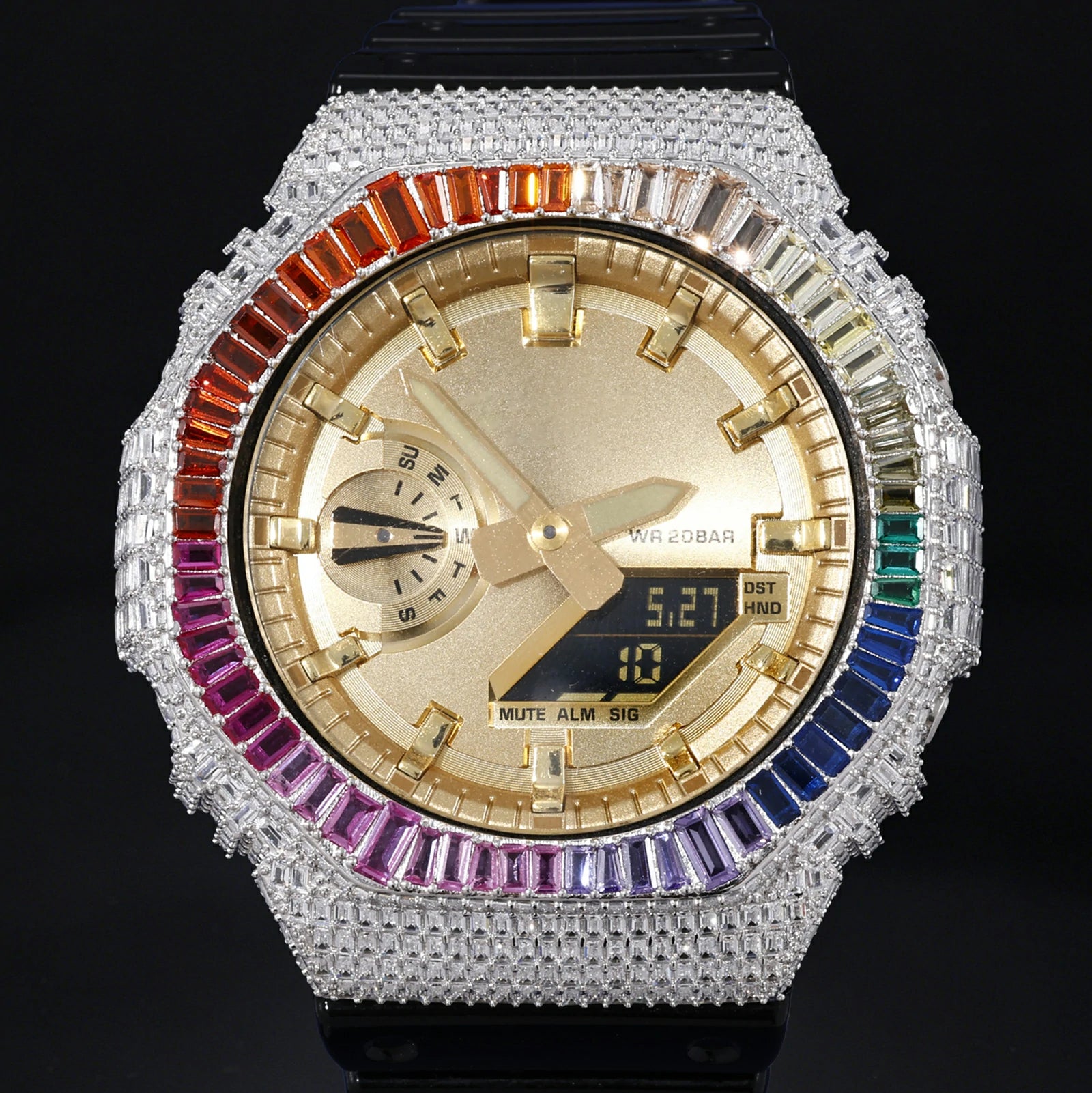 S925 Bagutte Moissanite Colorful Watch Case for GA2100 SERIES