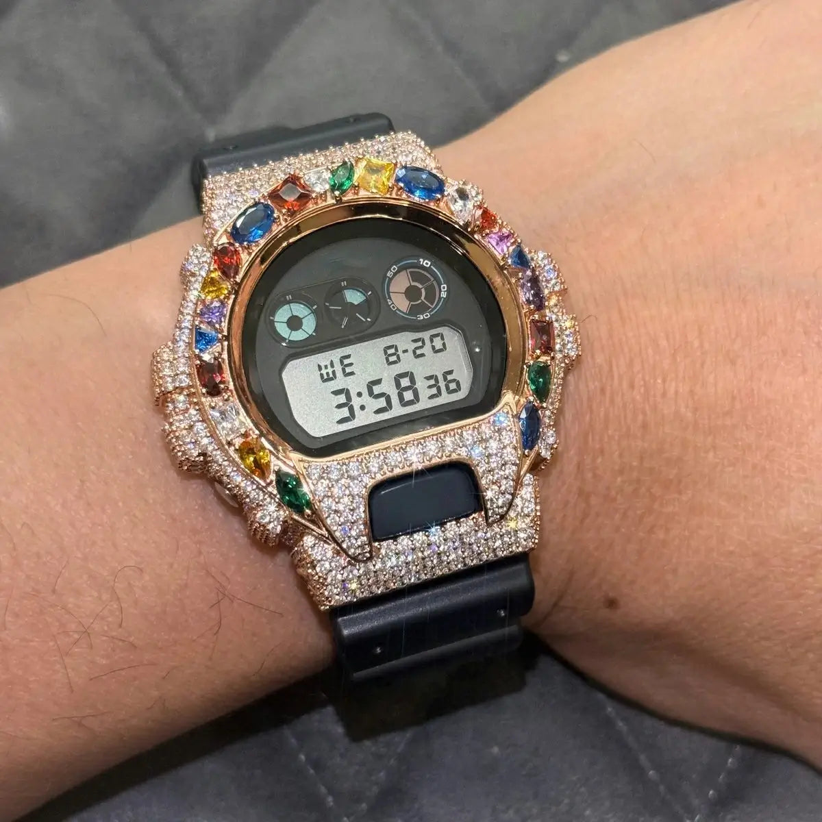 S925 Moissanite Multi Color Gemstone Watch Case for DW6900