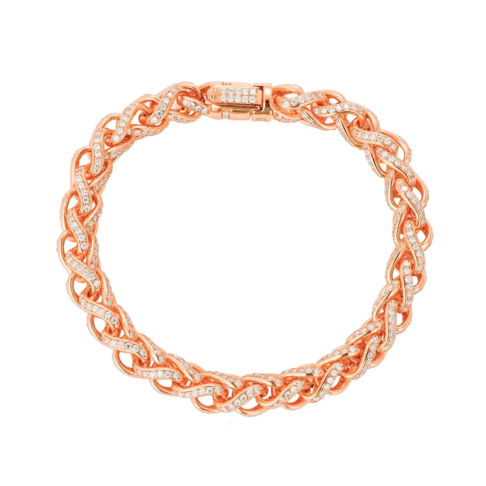 Rose gold twisted link bracelet - hypoallergenic S925 helix design with moissanite sparks

