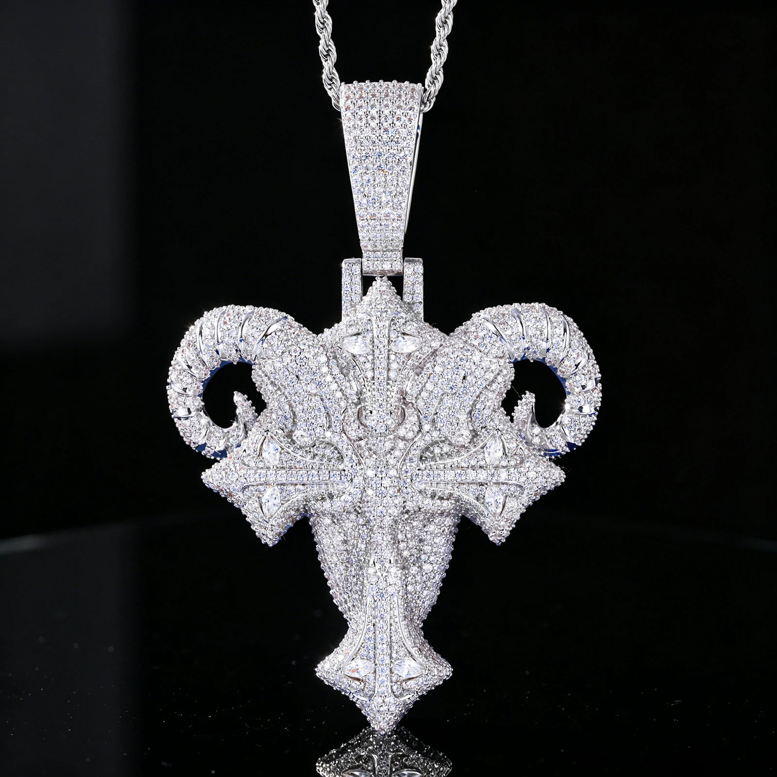 Oversized Cross Goat Head Pendant