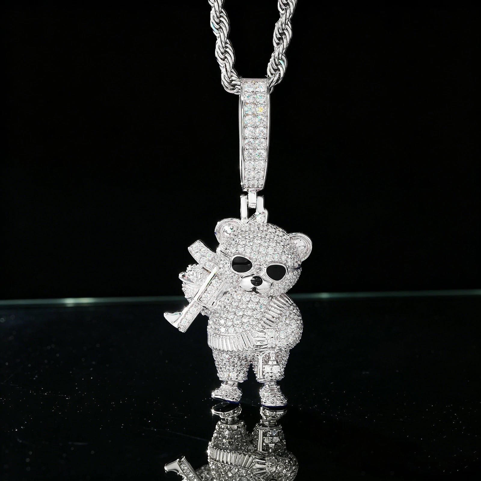 S925 Moissanite Armed Little Bear Pendant
