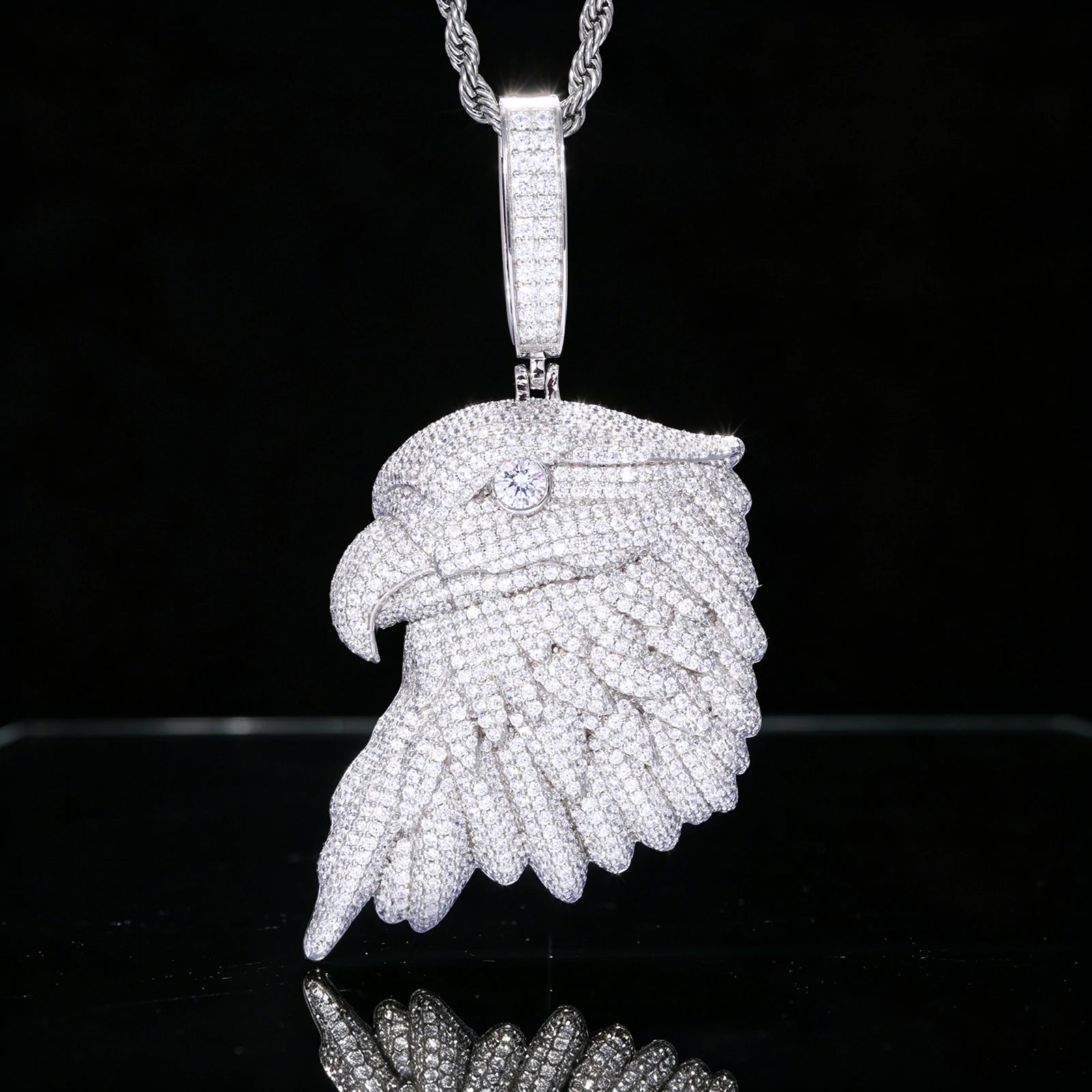 S925 Moissanite Bald Eagle Head Pendant