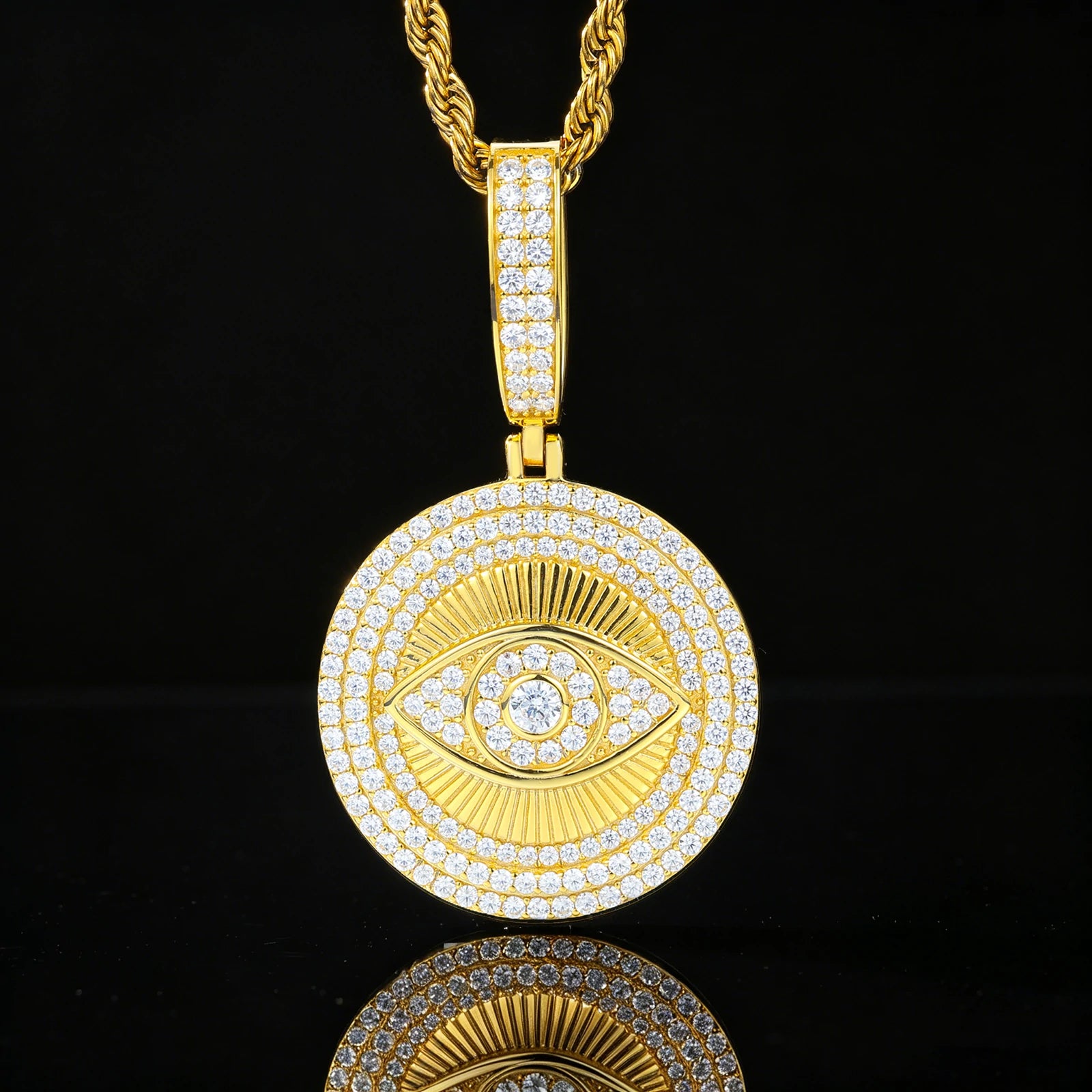 S925 Moissanite Evil Eye Sun Dog Tag Pendant