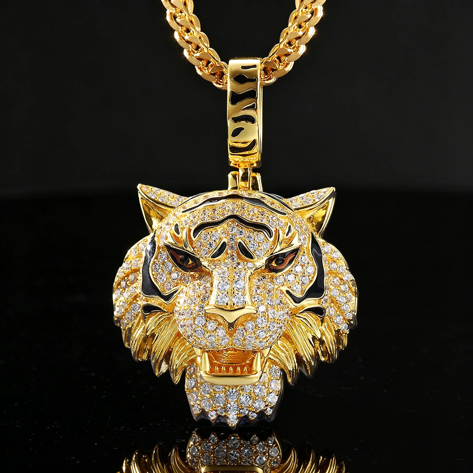 S925 Moissanite 3D Tiger Head Pendant