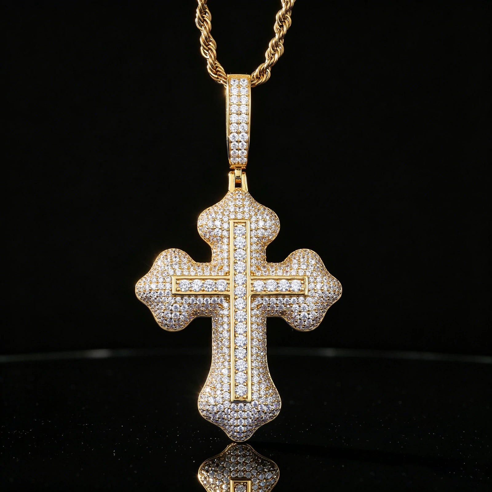 S925 Moissanite Double Layer Cross Pendant