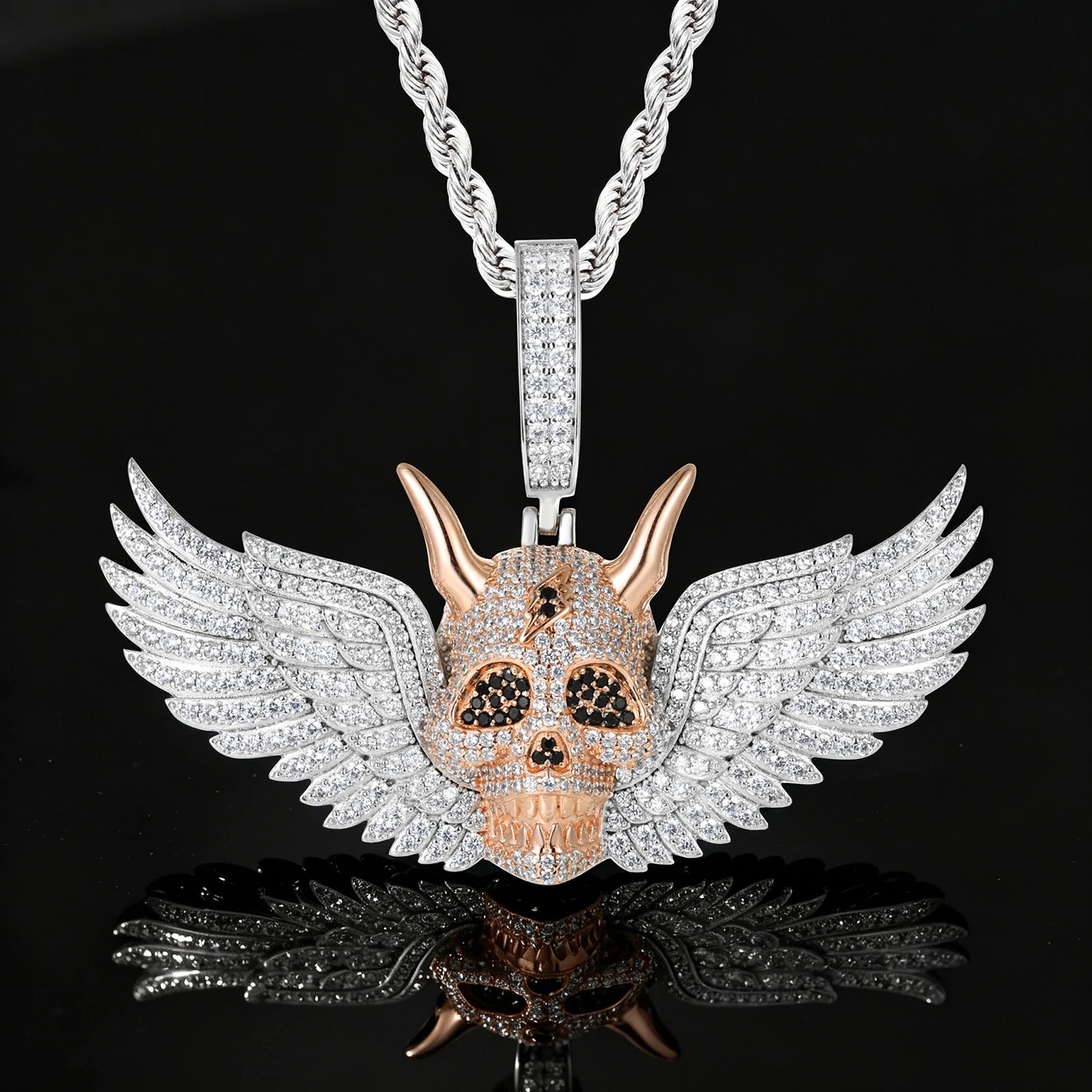 S925 Moissanite King of Skeleton Pendant With Wing