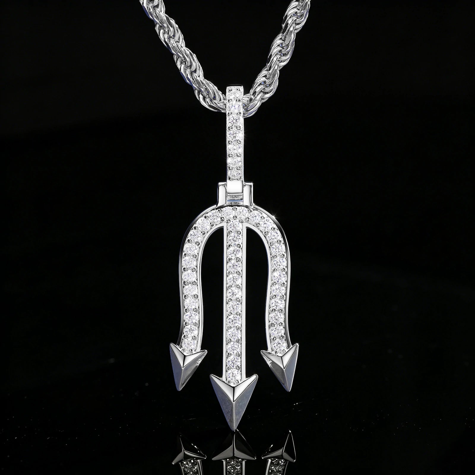 S925 Moissanite Trident Pendant
