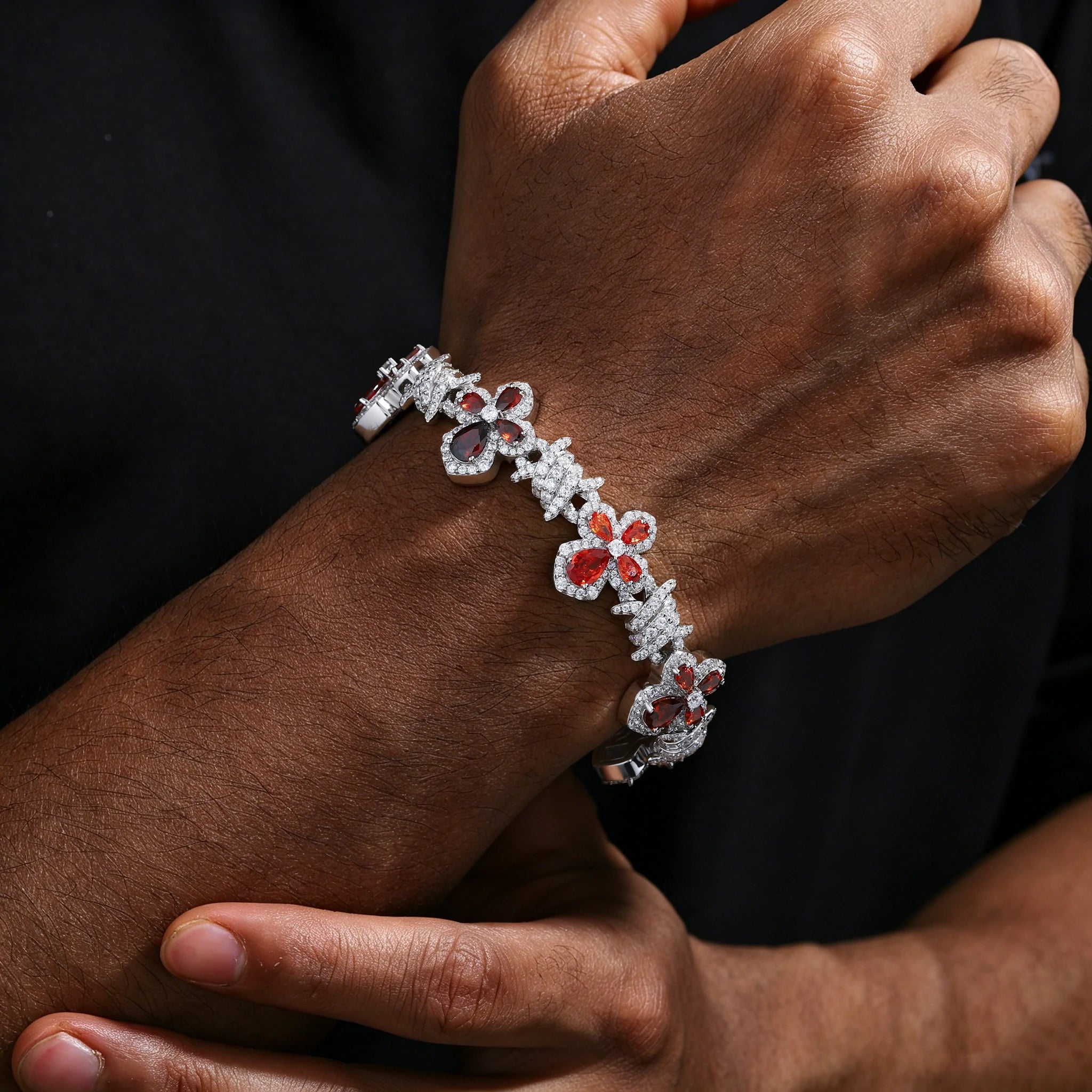12mm S925 Moissanite Thorn Colored Cross Link Bracelet