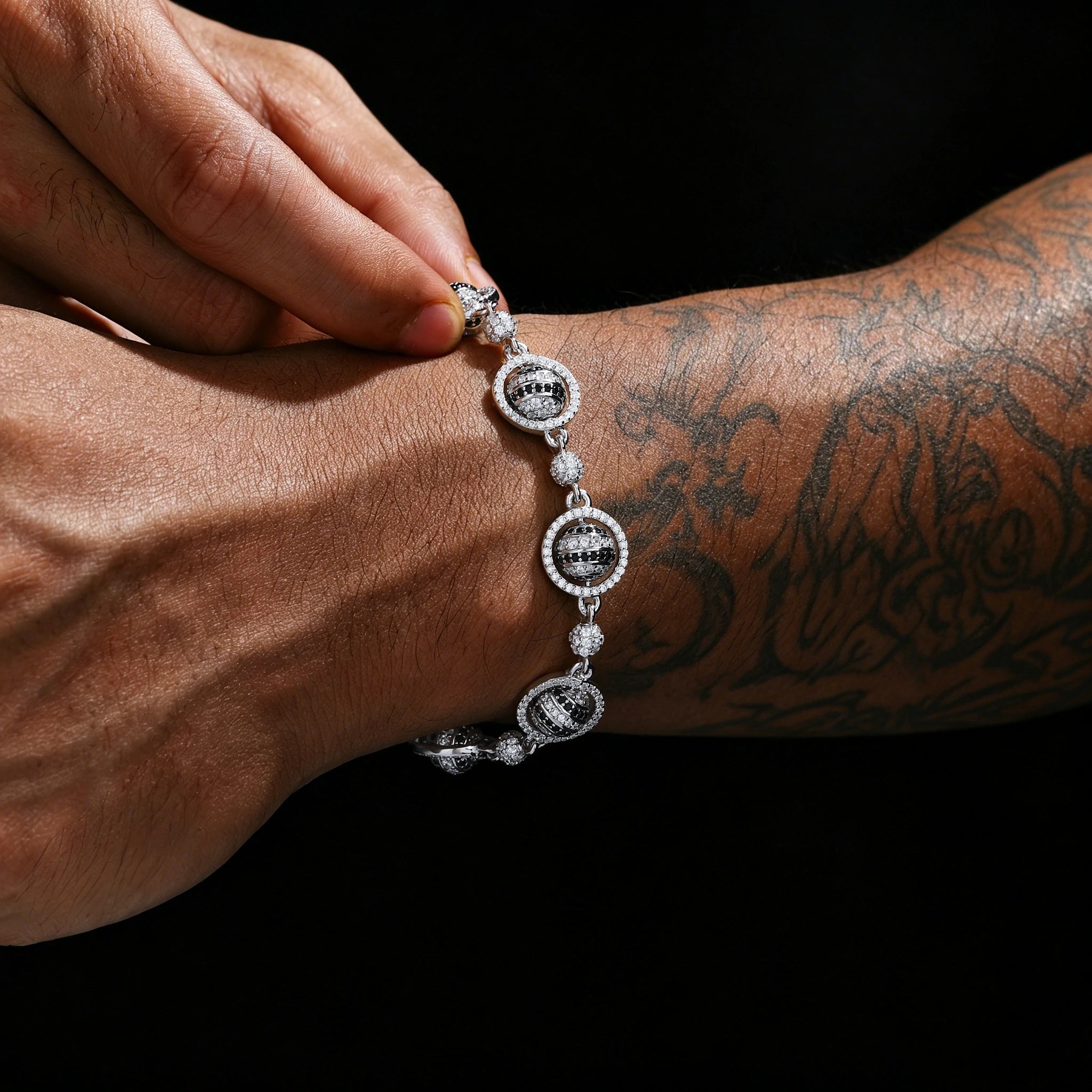 12mm S925 Moissanite Rotating Planet Link Bracelet