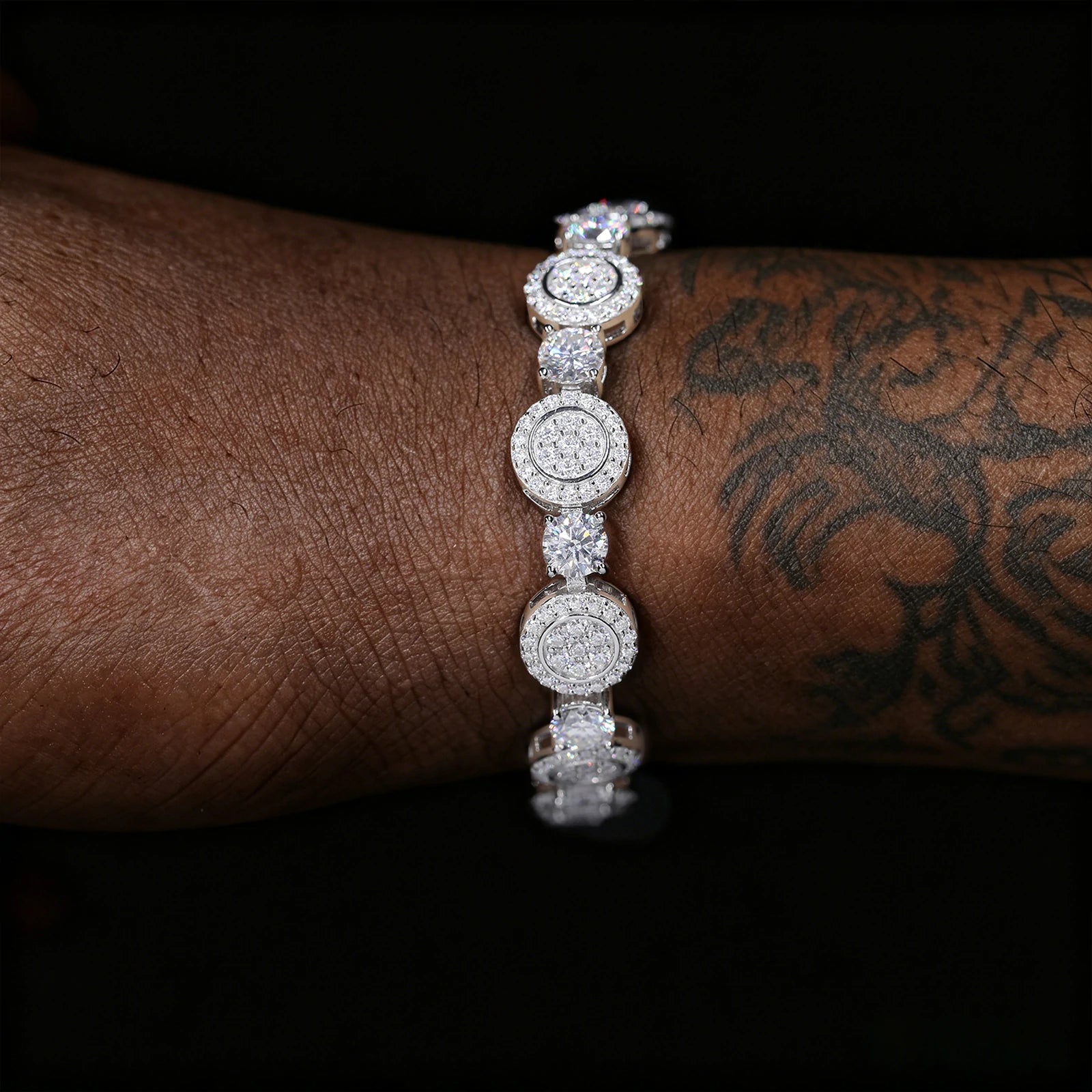 9mm S925 Moissanite Concentric Circles Tennis Bracelet