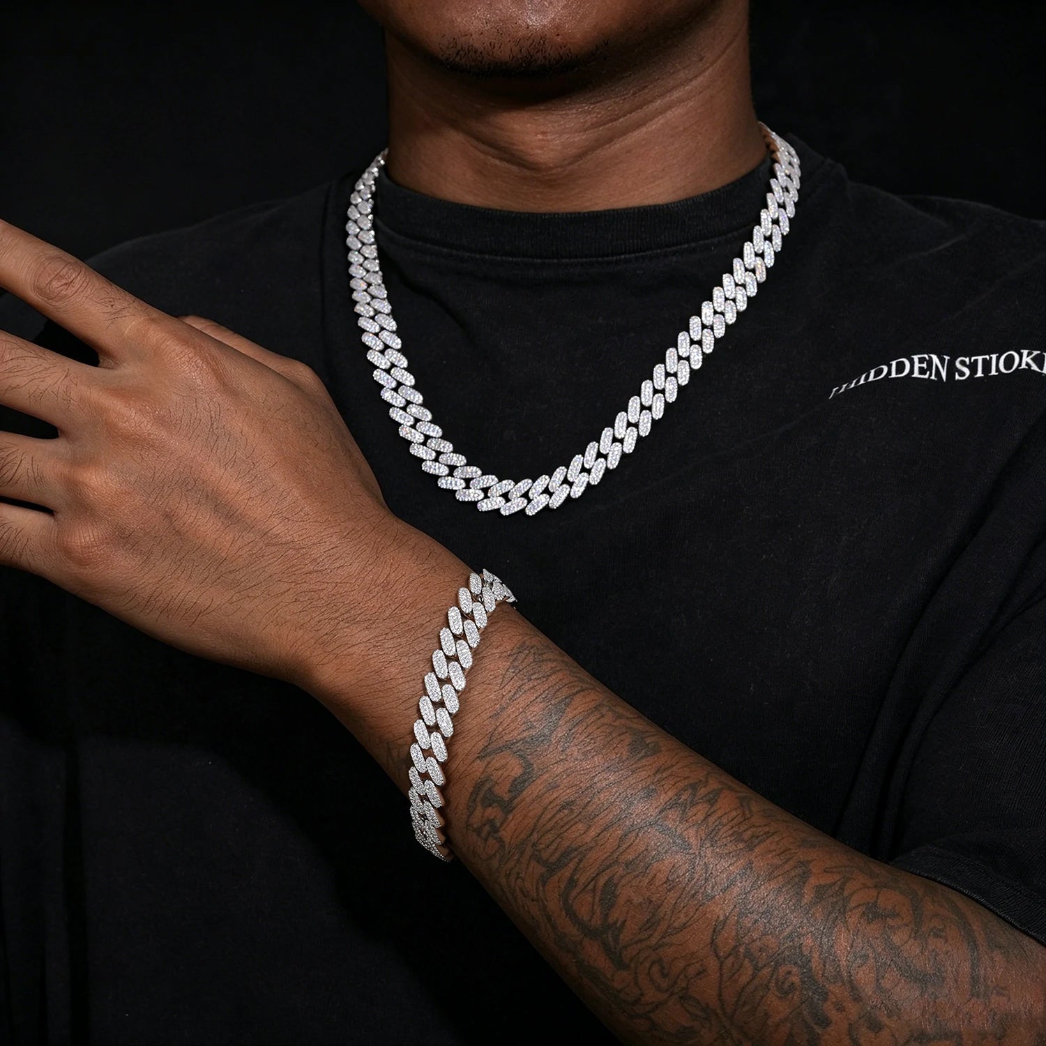 12mm S925 3 Row Moissanite Cuban Link Bracelet