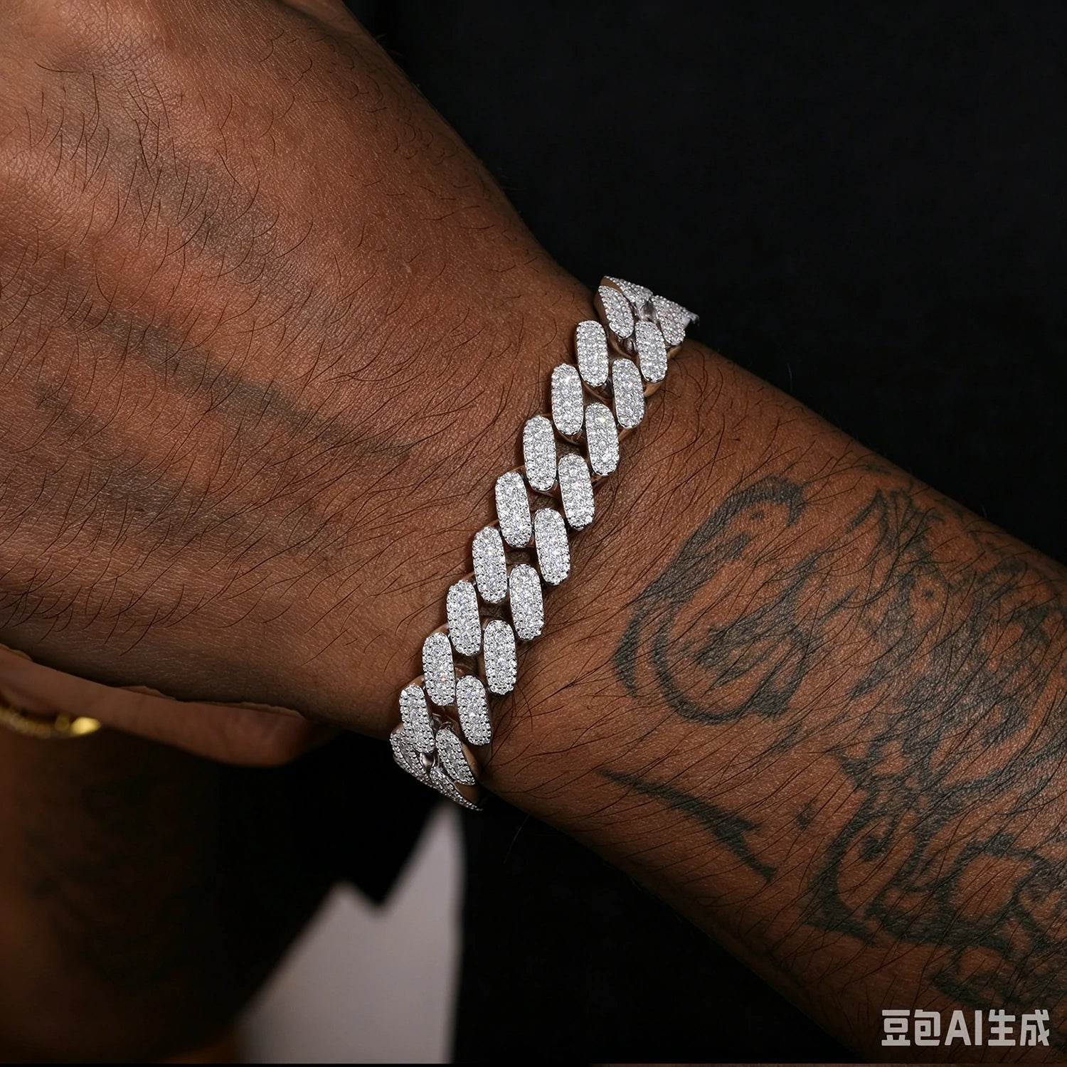 12mm S925 3 Row Moissanite Cuban Link Bracelet