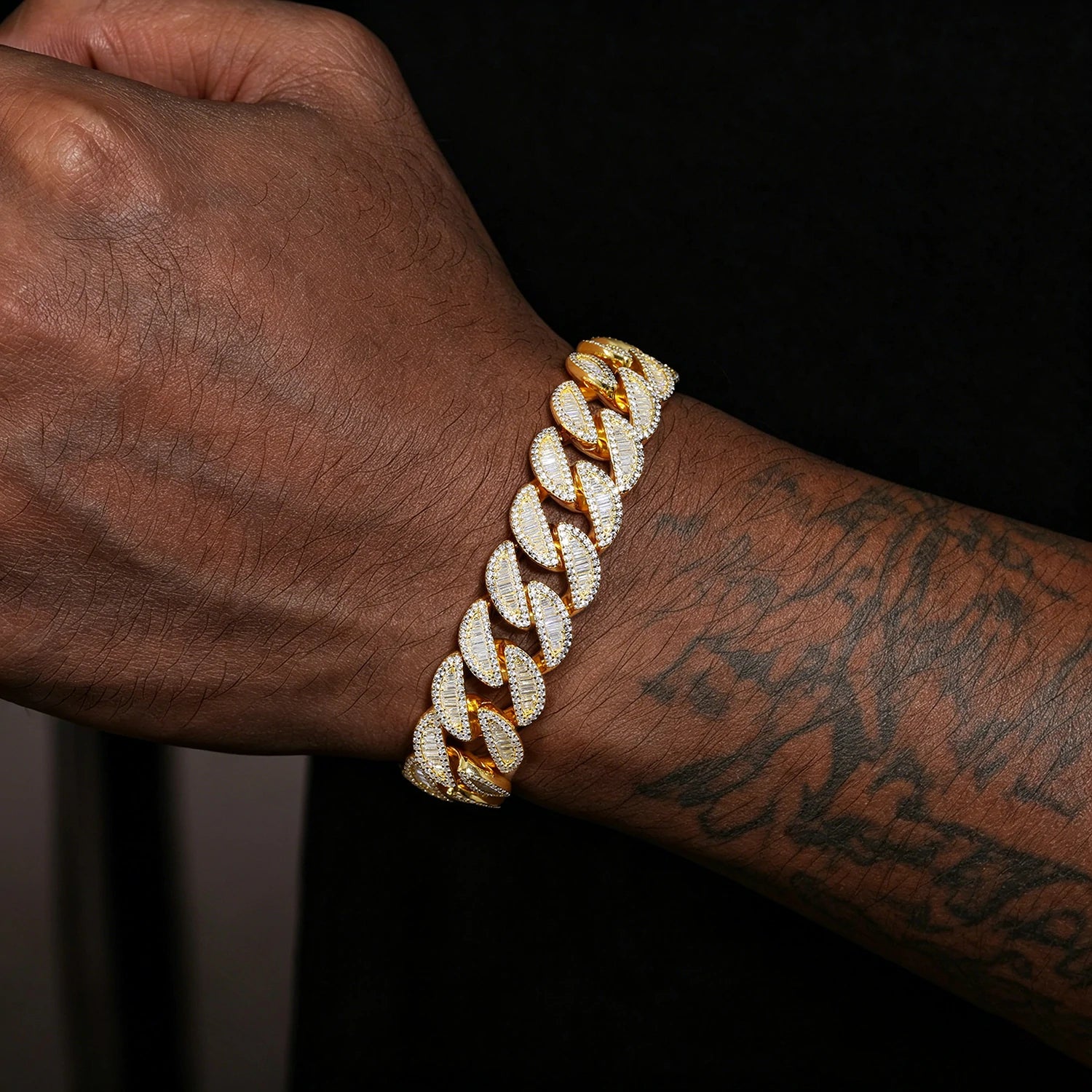 15mm S925 Baguette Moissanite Cuban Link Bracelet