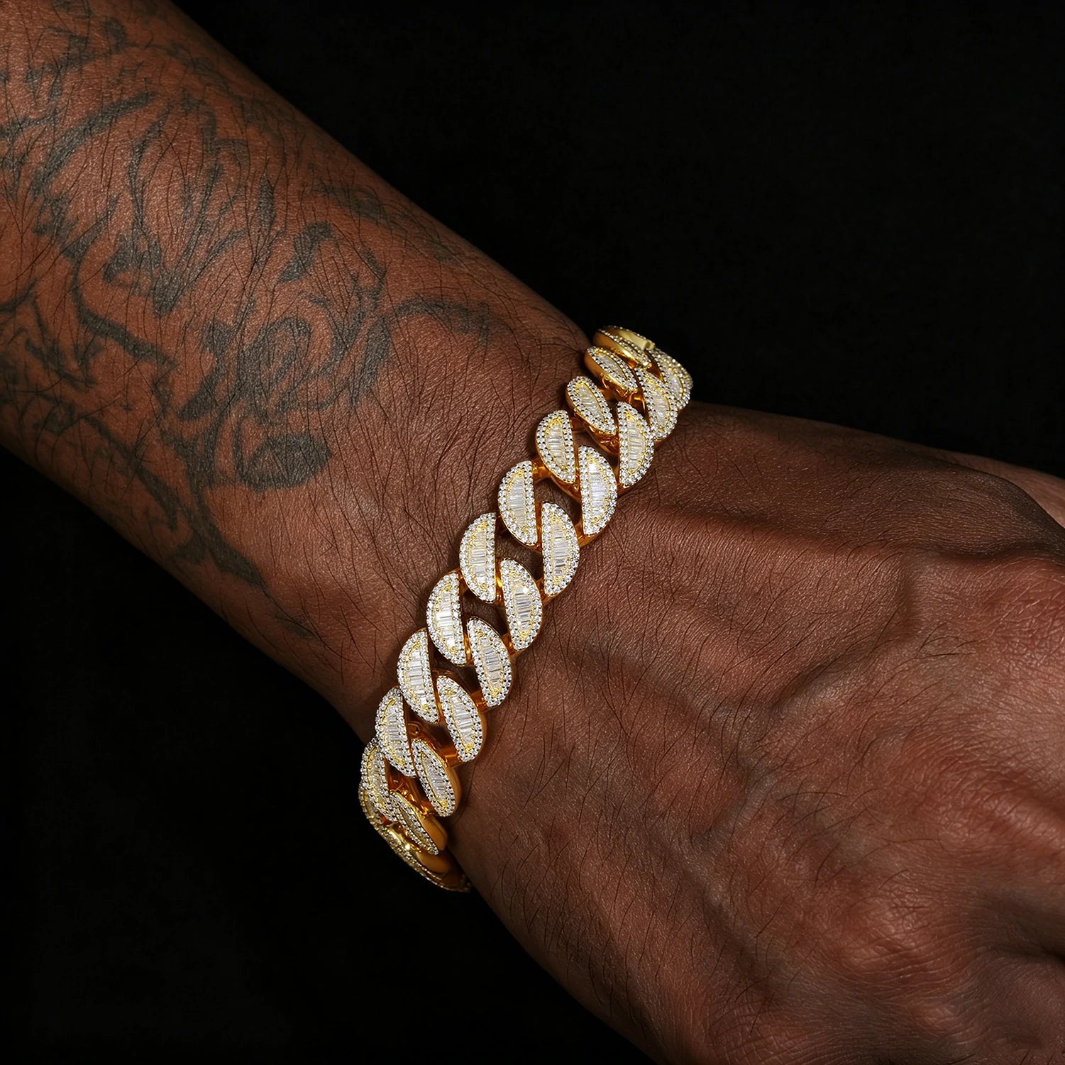 15mm S925 Baguette Moissanite Cuban Link Bracelet