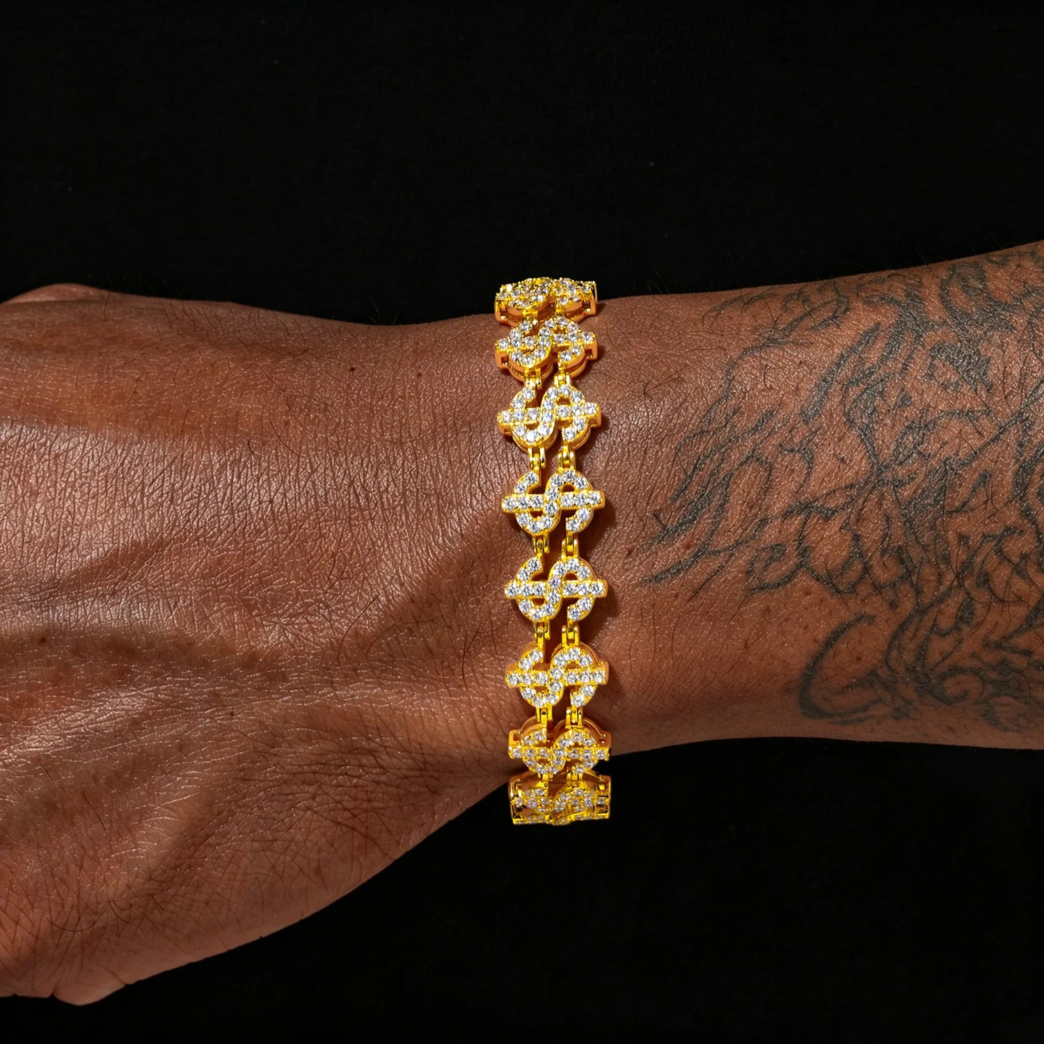 12mm S925 Moissanite US Dollar Link Bracelet