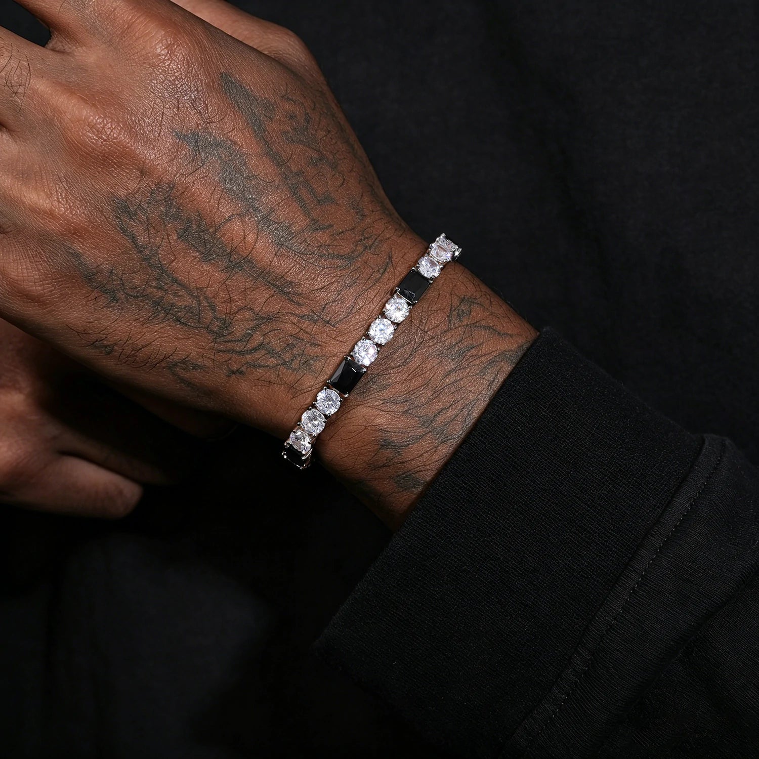 6mm S925 Moissanite Black Sugar Tennis Bracelet