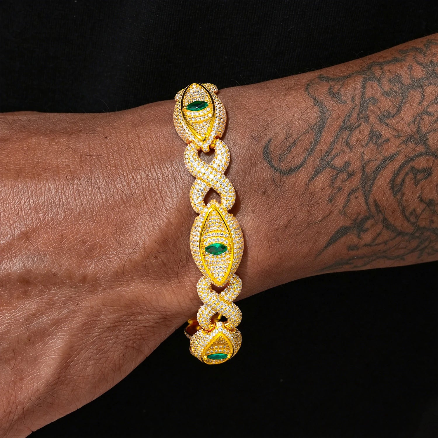 14mm S925 Moissanite Infinity Evil Eye Link Bracelet