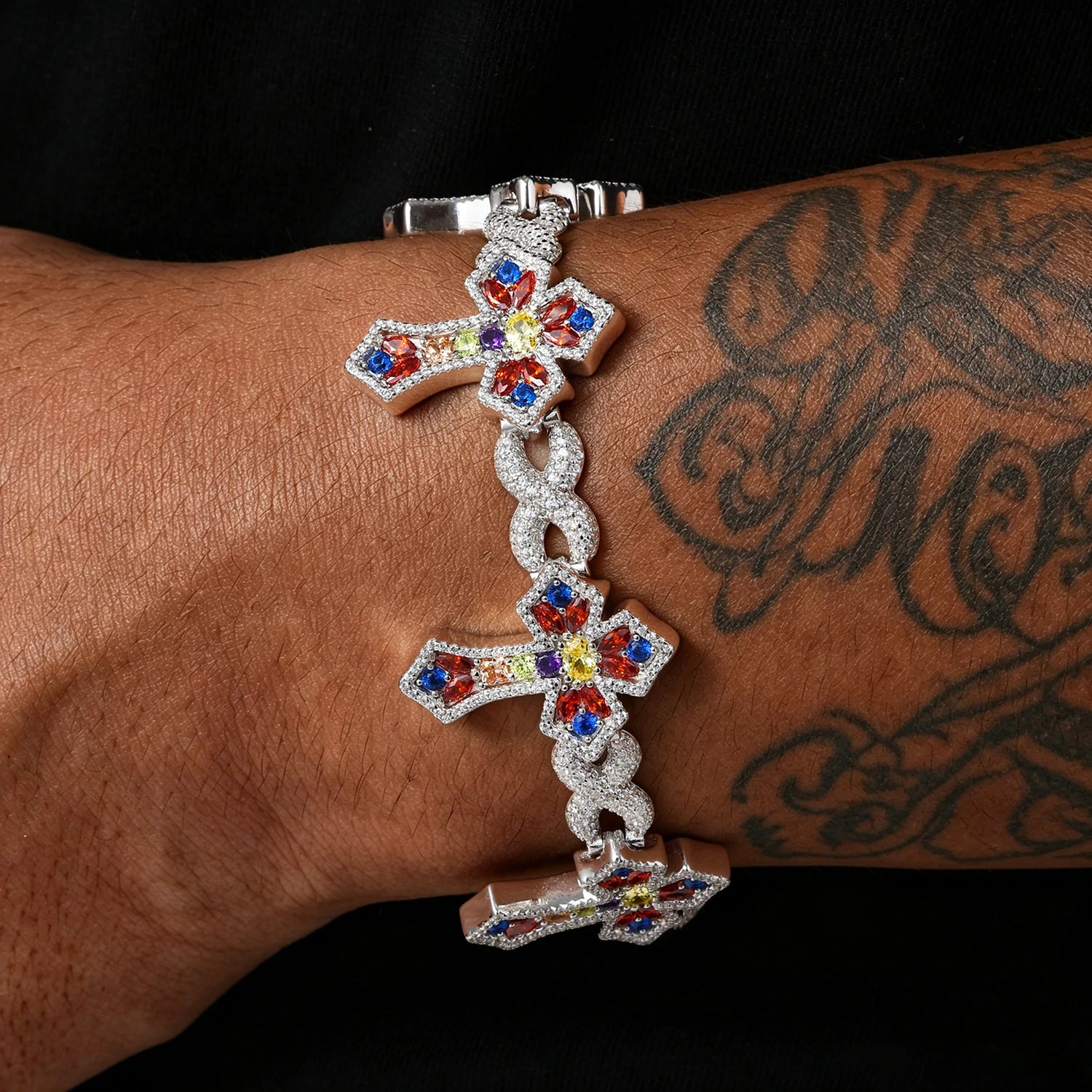 26mm S925 Moissanite Infinity Candy Cross Link Bracelet