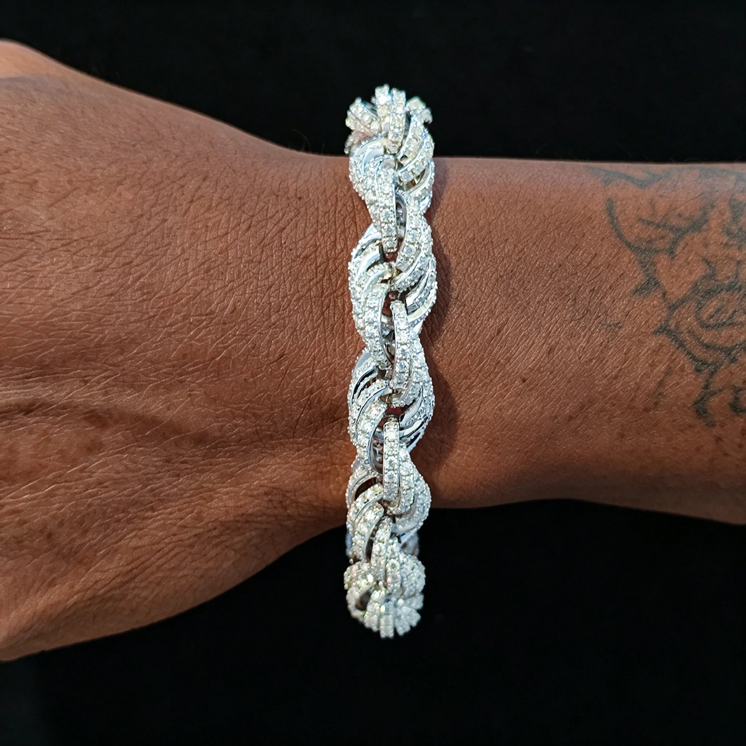 8mm 12mm S925 Moissanite Iced Out Rope Bracelet
